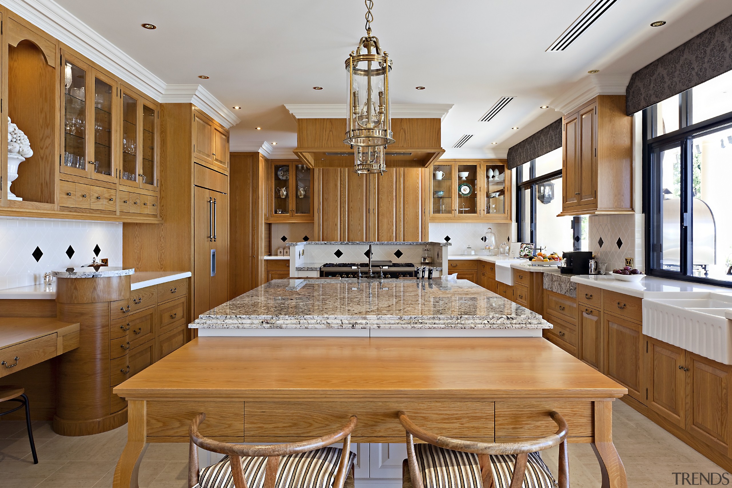 solid wood kitchen designed by Leon House features cabinetry, ceiling, countertop, cuisine classique, estate, interior design, kitchen, real estate, room, brown