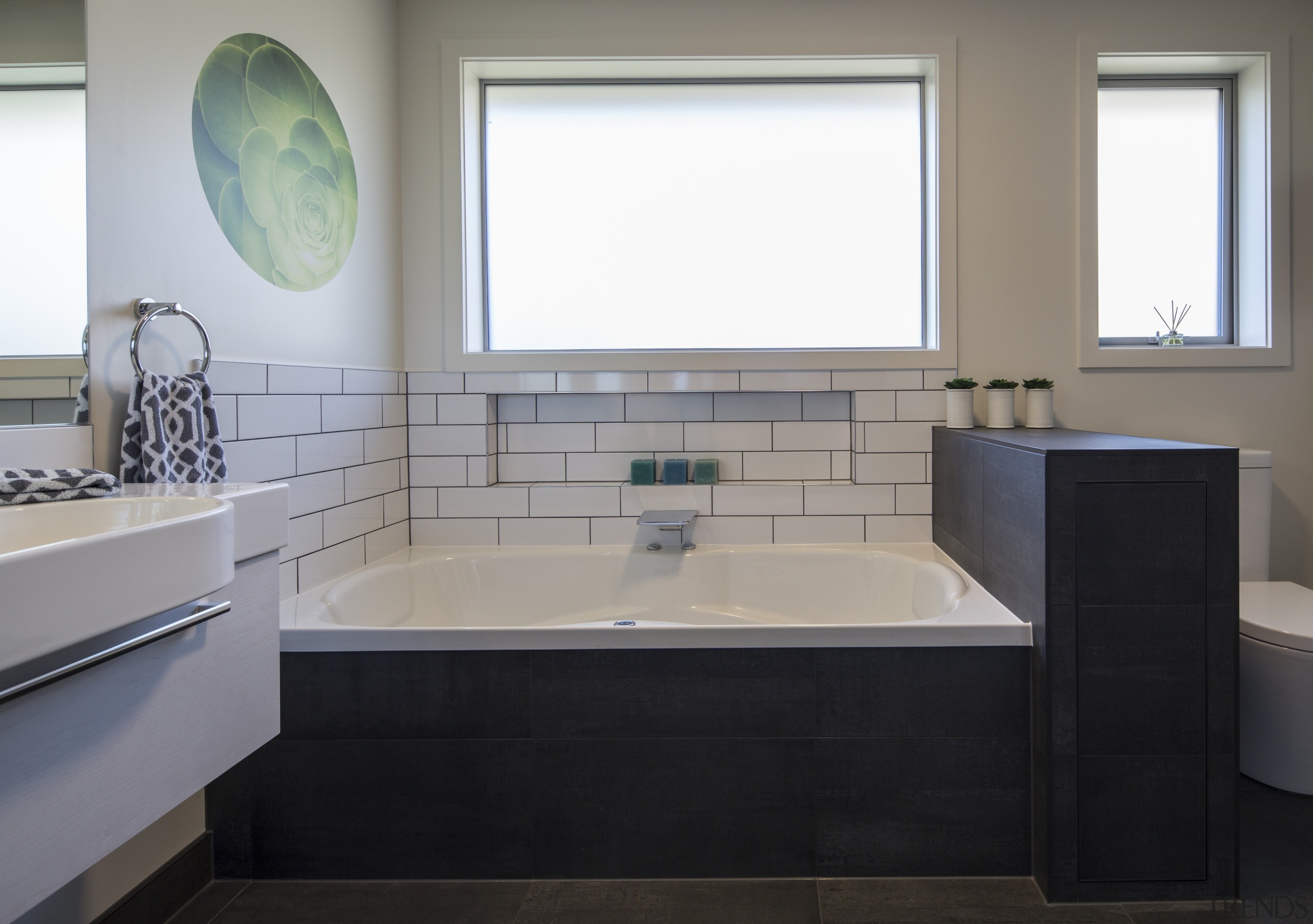 Highly Commended – Julie-Ann Ross, Design Arc - 2016 bathroom, floor, interior design, plumbing fixture, room, sink, gray, black