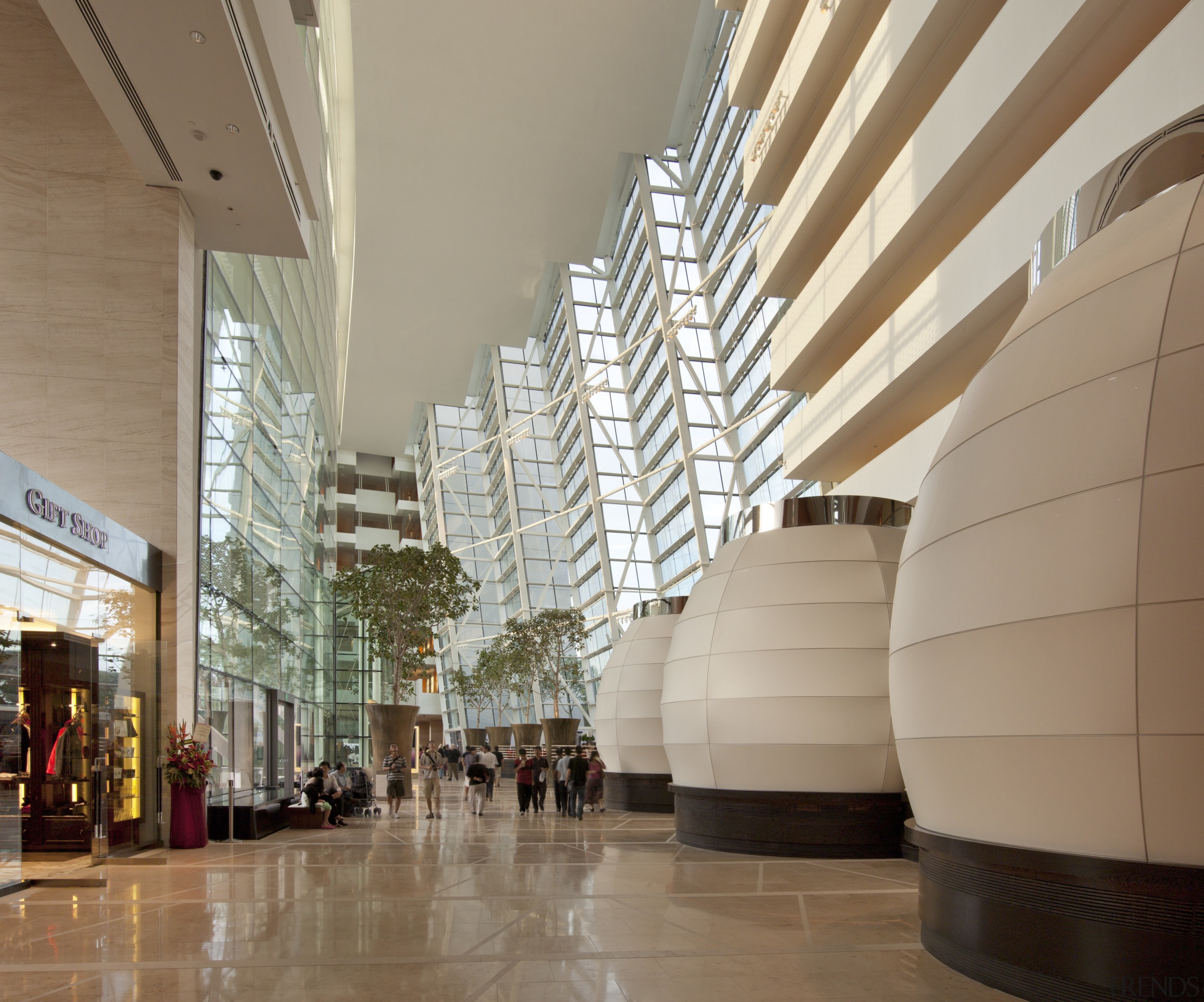 Marina Bay Sands, Singapore - Marina Bay Sands, architecture, building, lobby, shopping mall, gray, brown