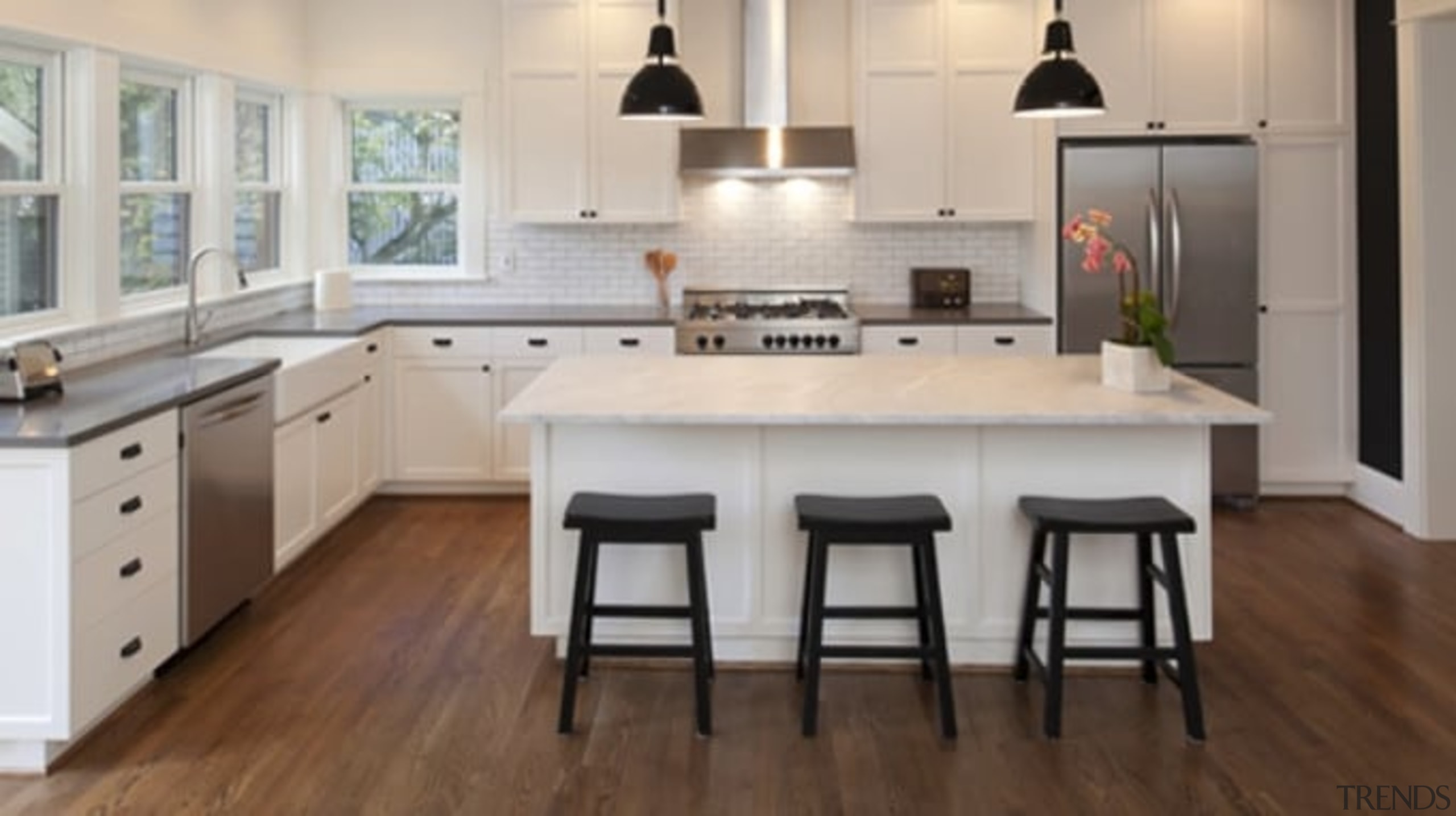 Underfloor Heating - cabinetry | countertop | cuisine cabinetry, countertop, cuisine classique, floor, flooring, hardwood, interior design, kitchen, laminate flooring, room, wood flooring, gray, brown