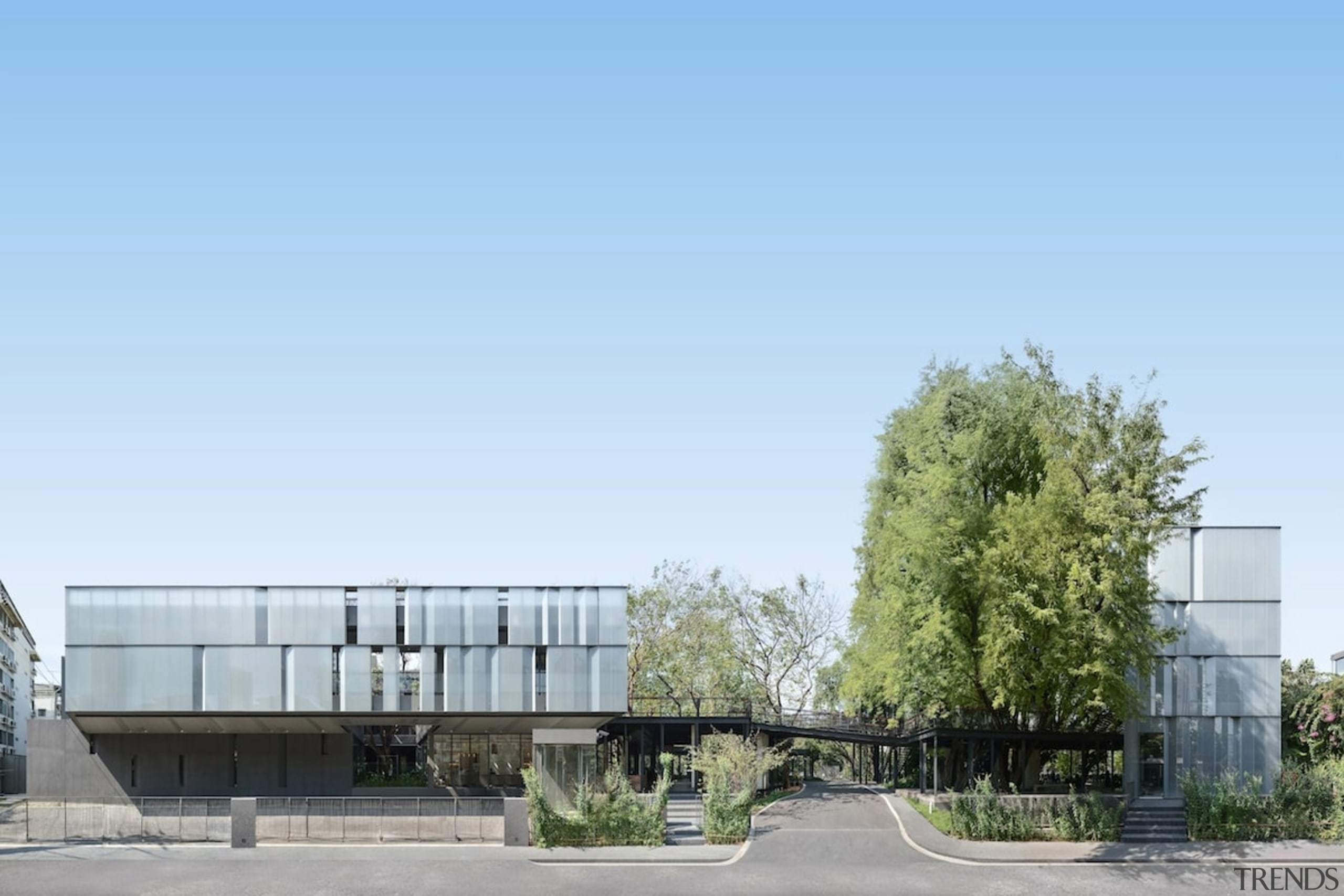 Naiipa 03 - architecture | building | corporate architecture, building, corporate headquarters, daytime, facade, headquarters, home, house, mixed use, neighbourhood, property, real estate, residential area, sky, suburb, tree, urban design, white, teal