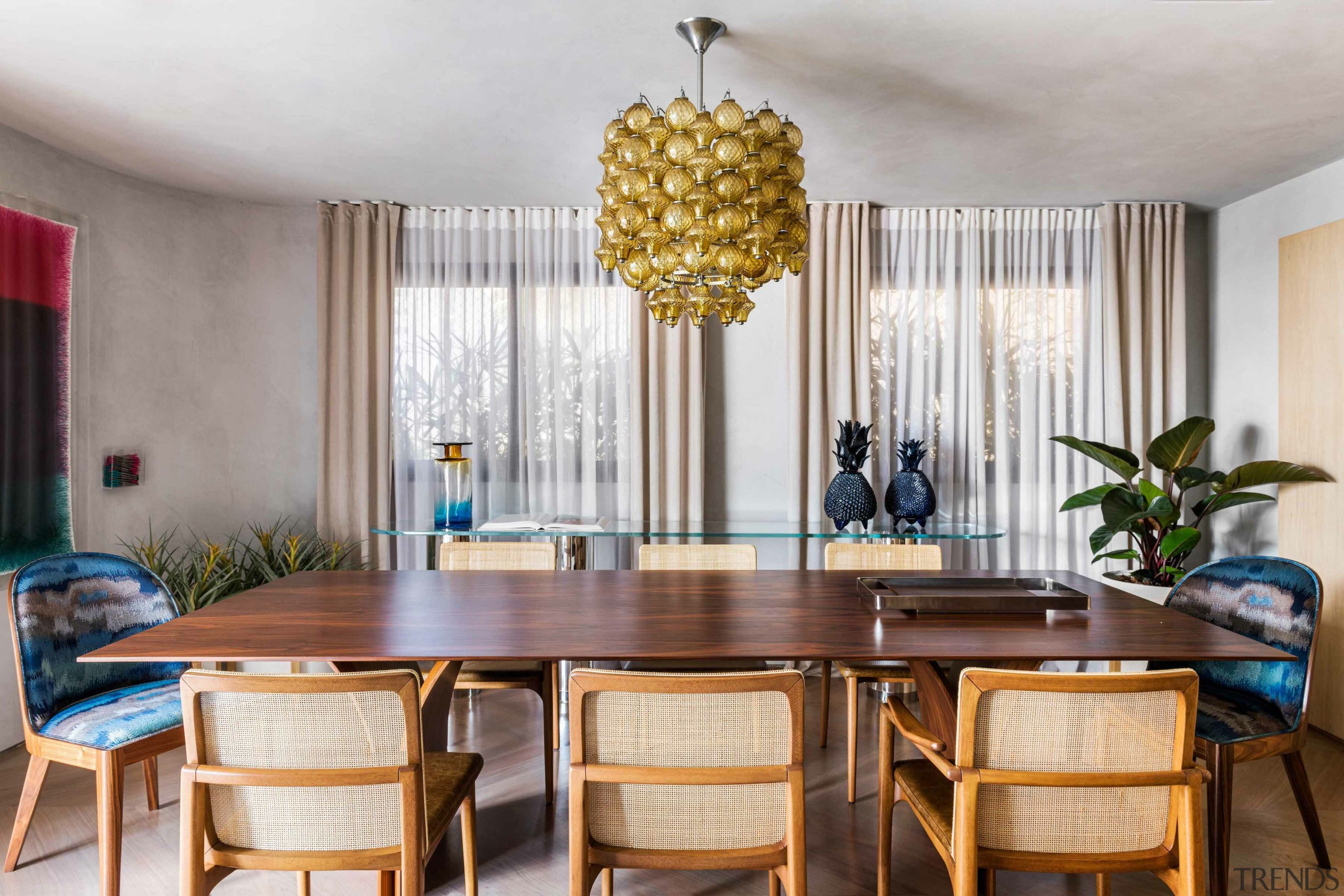The apartment's centrally set dining space. 