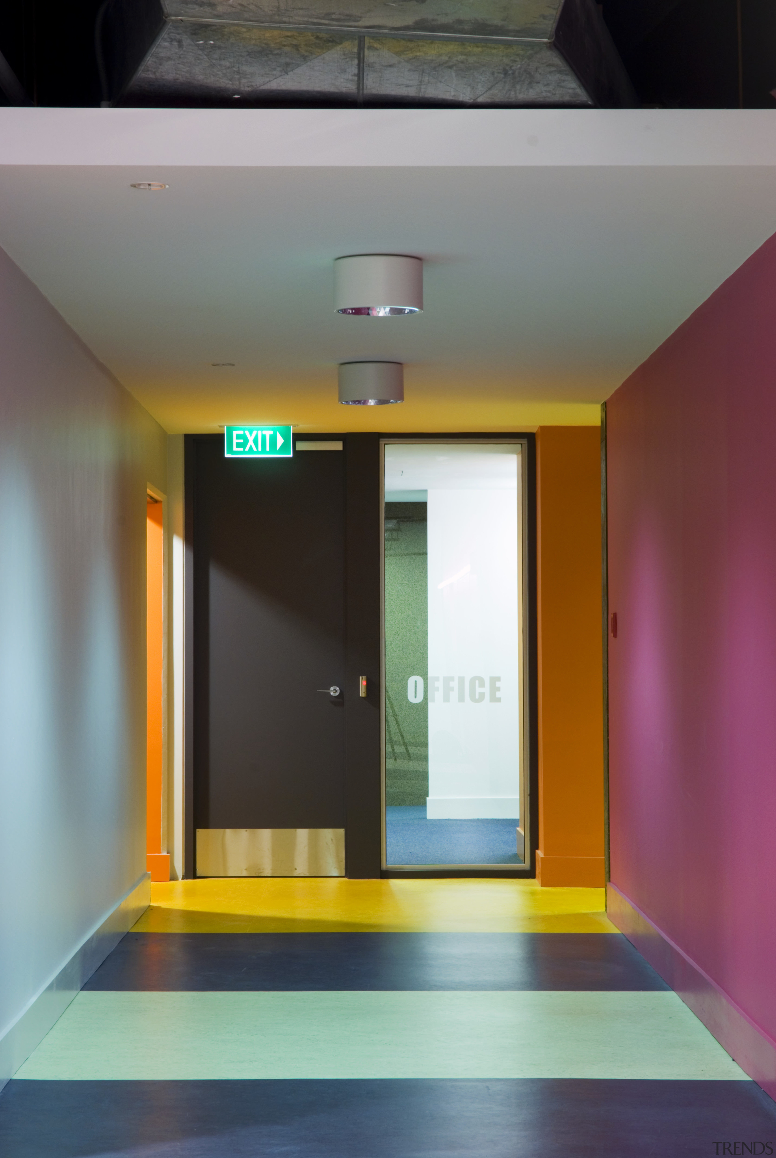 View of the School of Engineering and Technology, architecture, ceiling, floor, glass, house, interior design, light, gray