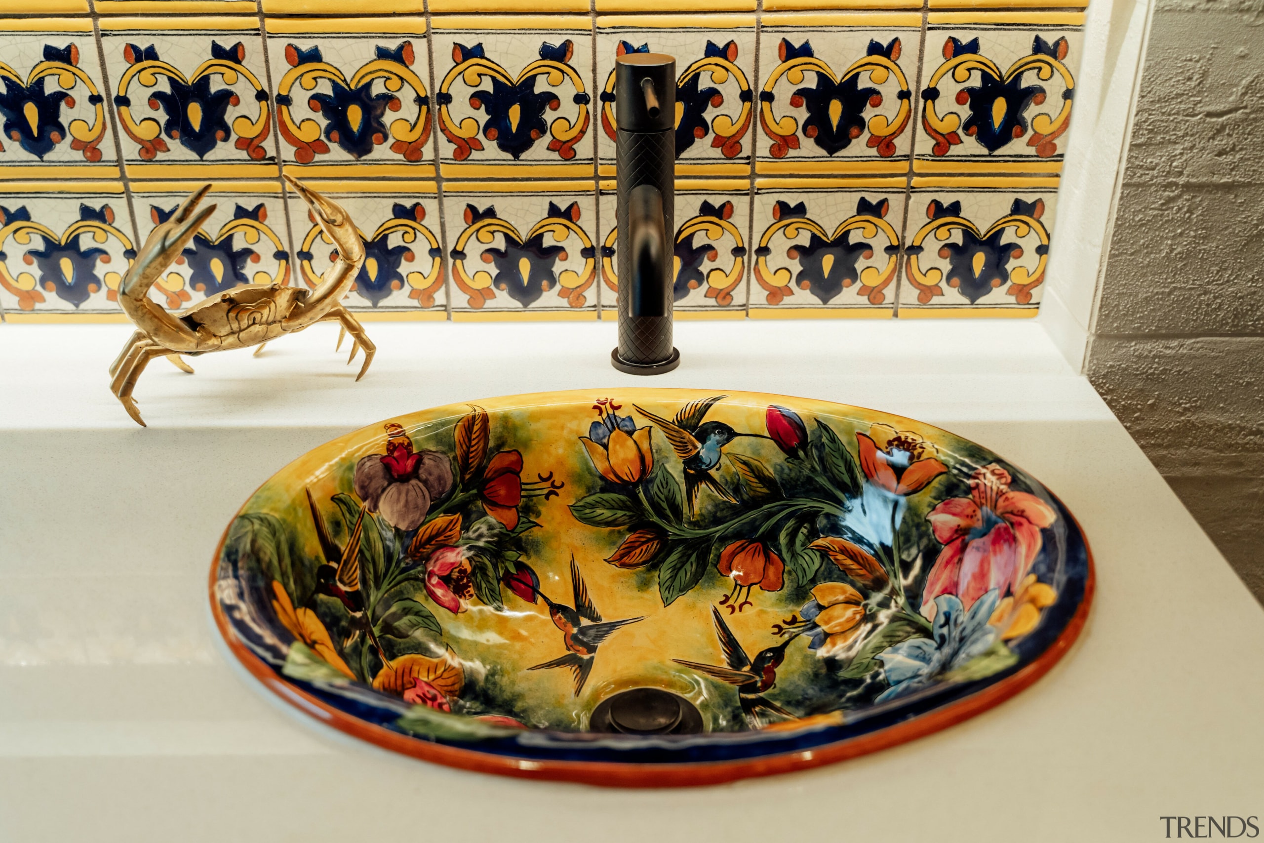 The table top vanity basins are as vibrant 