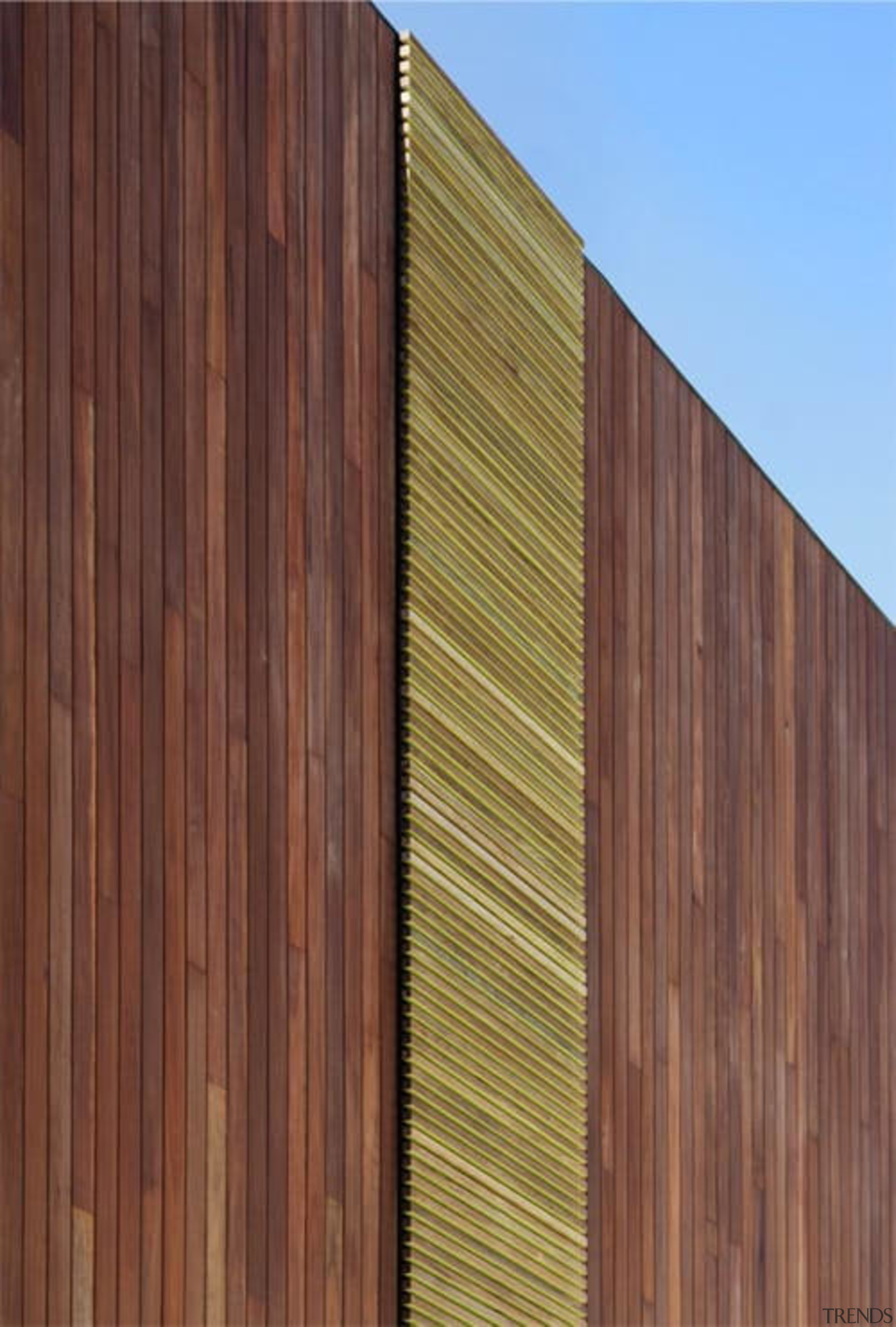 Another set of wood panels runs up the architecture, facade, hardwood, line, lumber, plywood, siding, wall, wood, wood stain, red