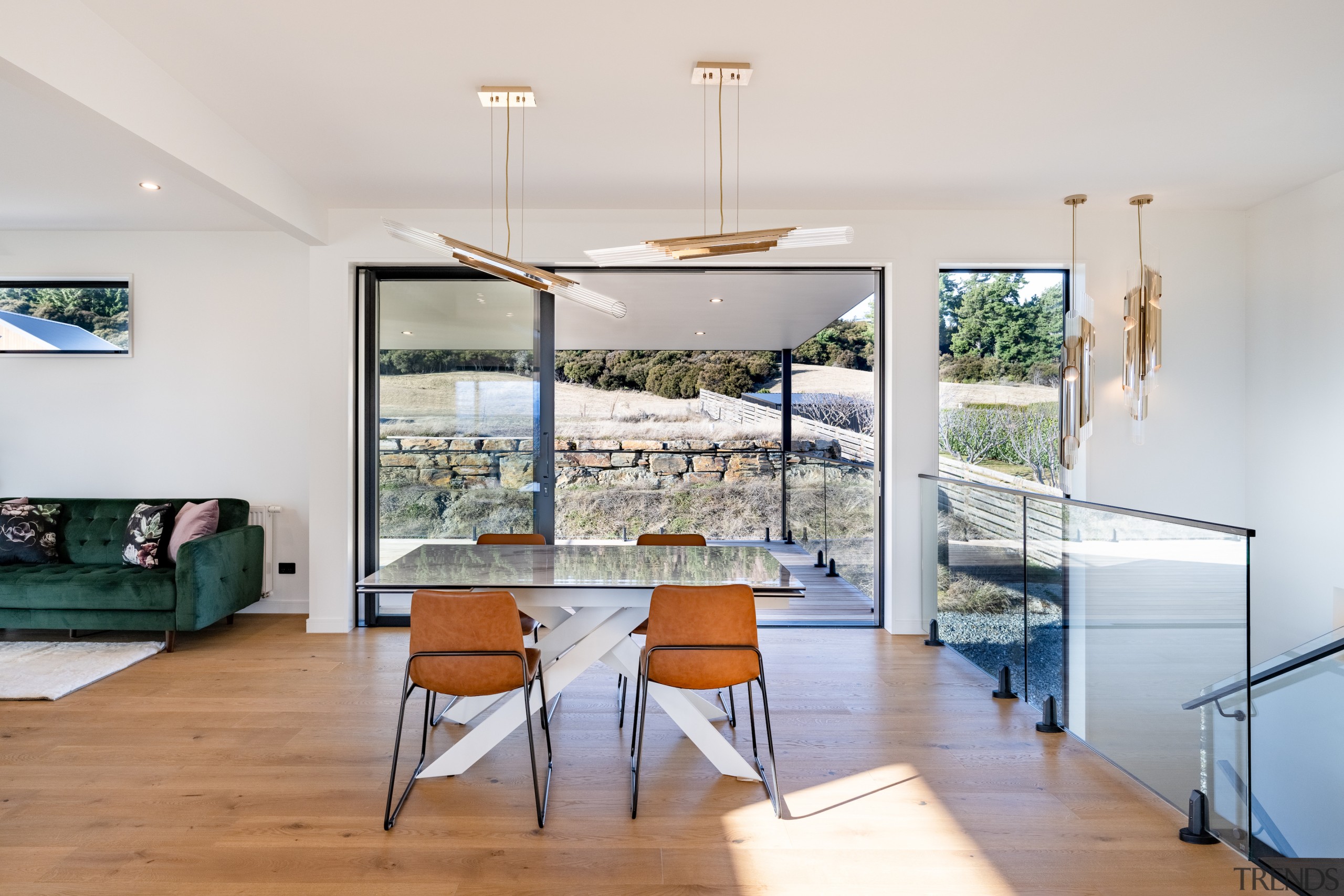 Upstairs arrival with feature lighting over stair and 