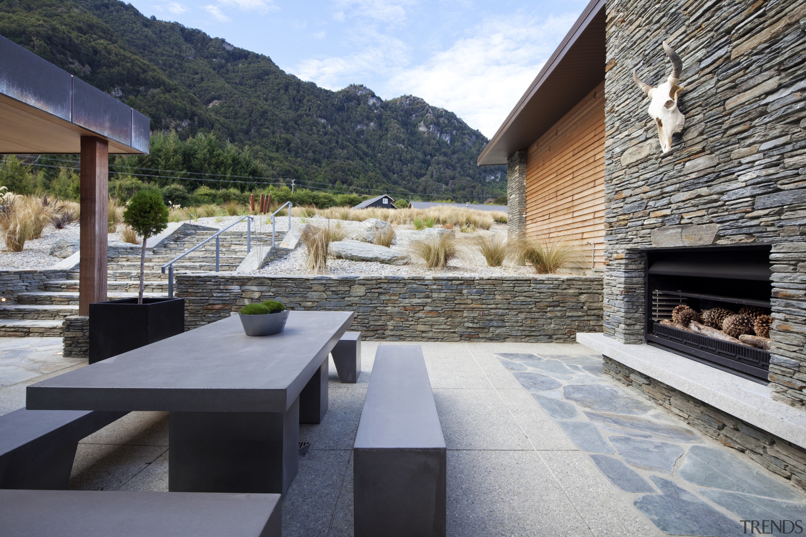 Outdoor fires from Fires By Design include the architecture, estate, house, patio, property, real estate, gray, black