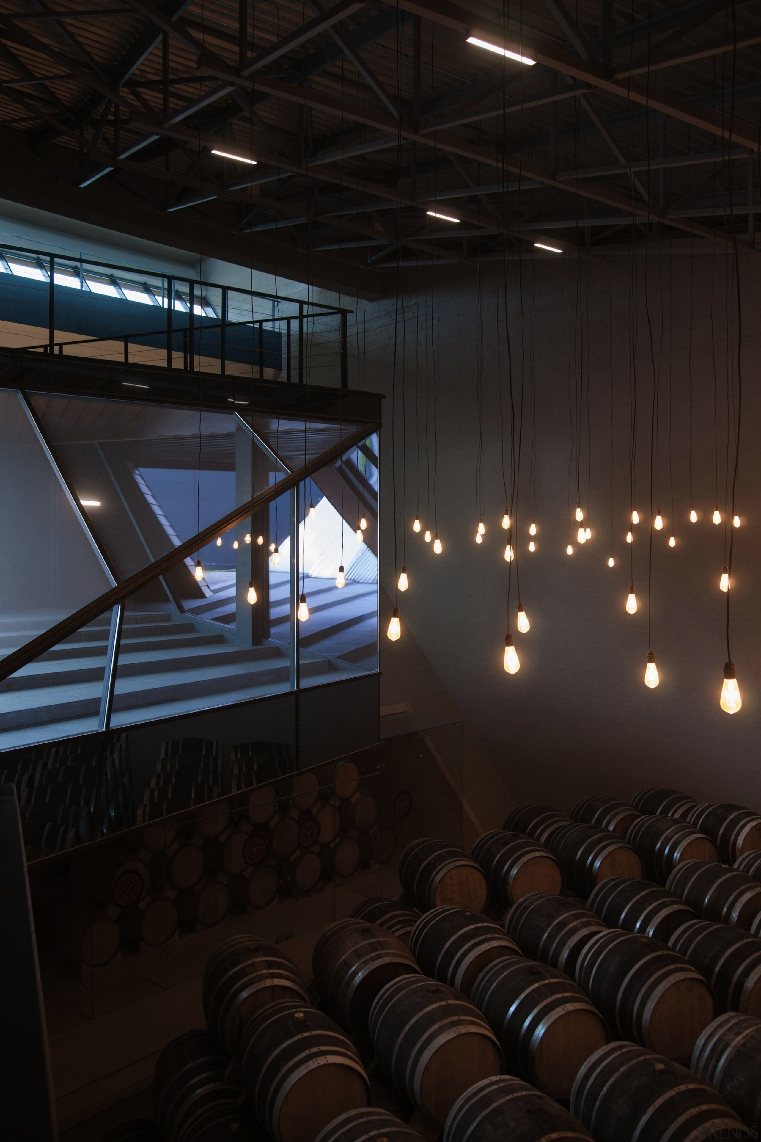 New brandy warehouse by TOTEMENT/PAPER - New brandy architecture, auditorium, ceiling, daylighting, interior design, light, lighting, structure, black