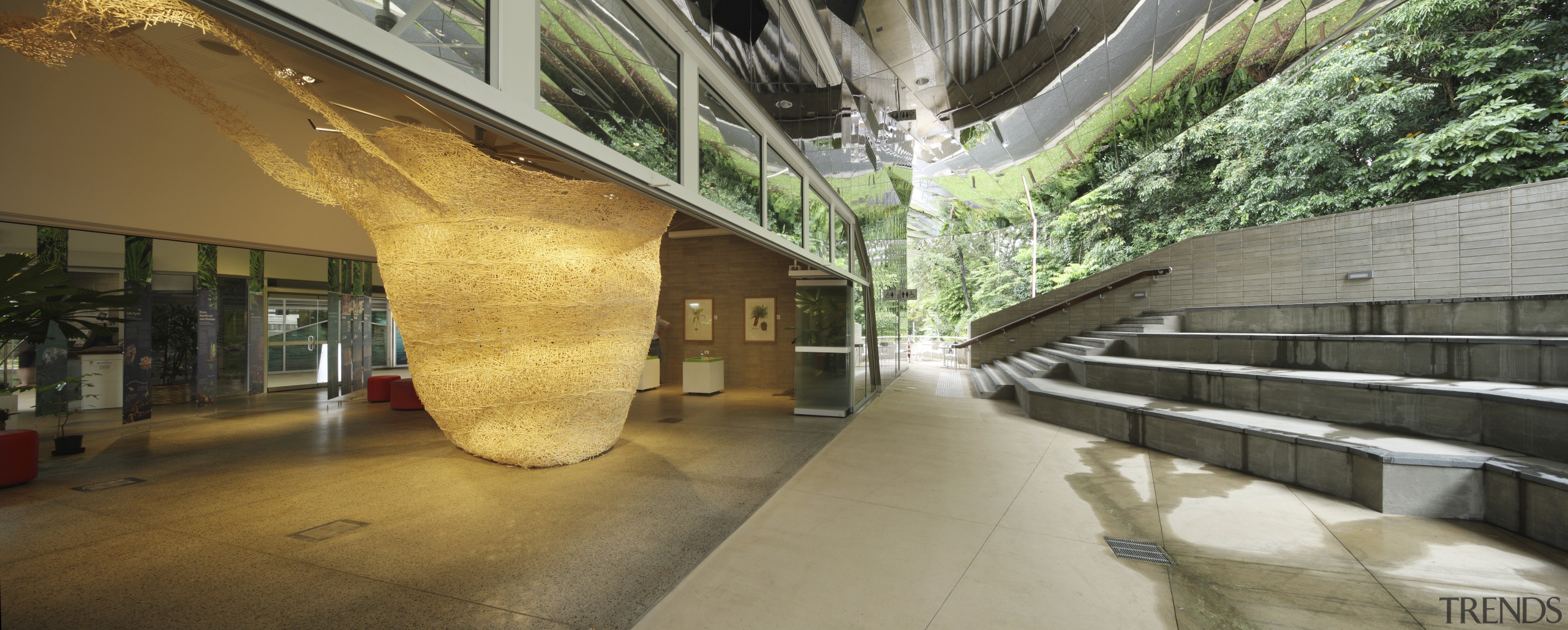 outdoor view of Cairns Botanic Gardens Visitor Centre architecture, lobby, tourist attraction, brown, gray