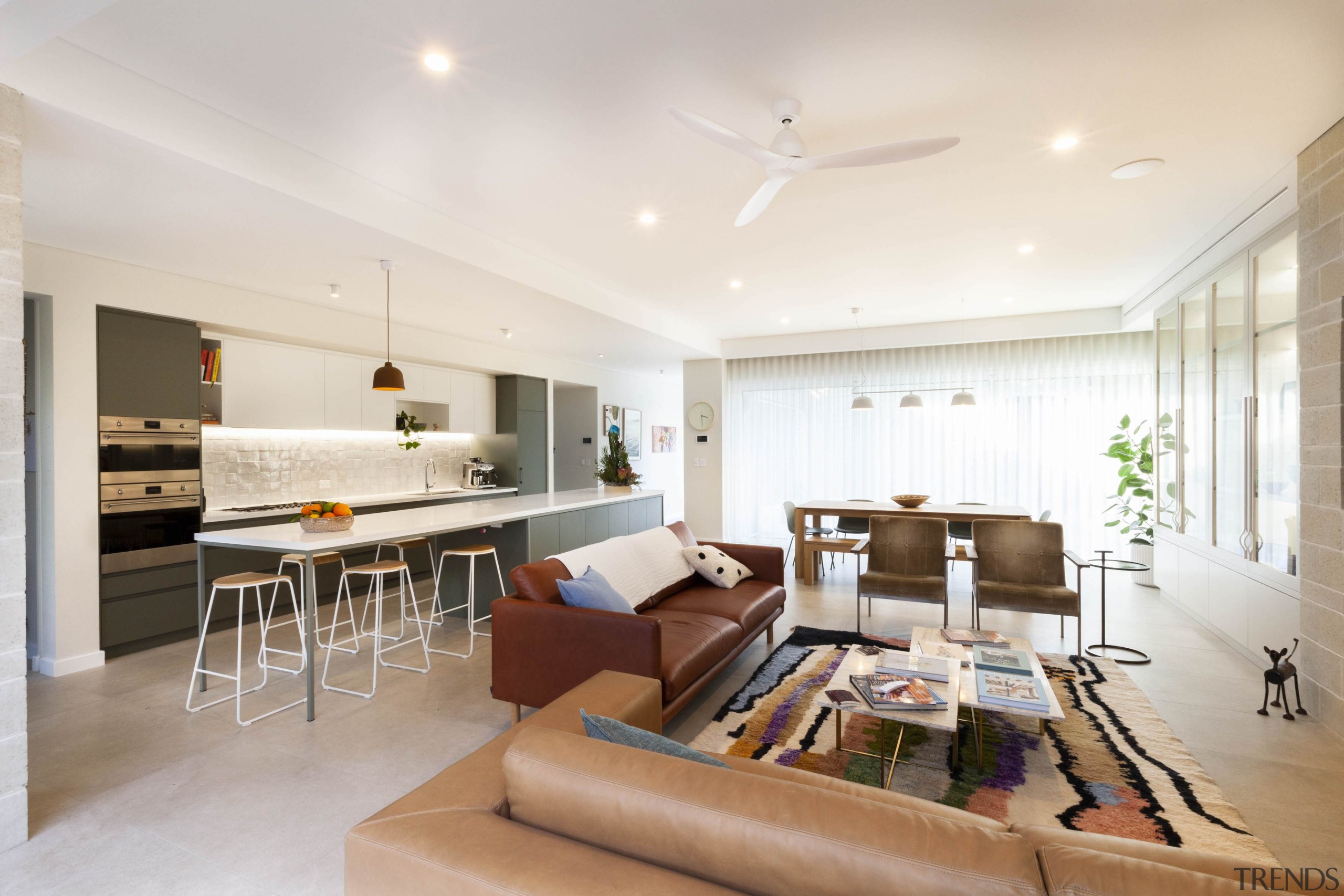 The open living/kitchen/dining area in the addition. 