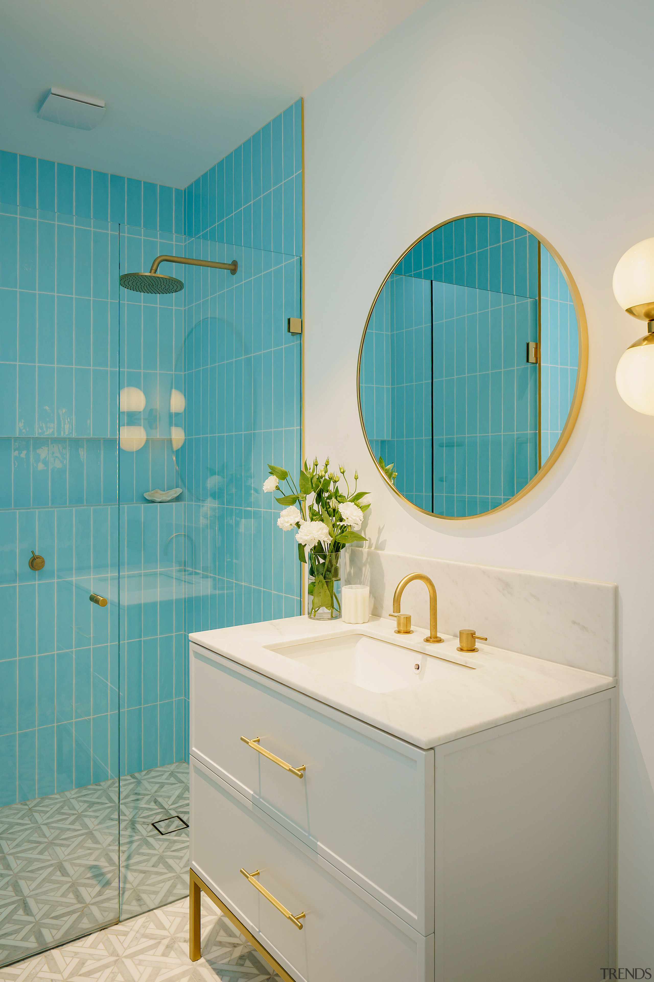 Each of the project's six bathrooms has its 