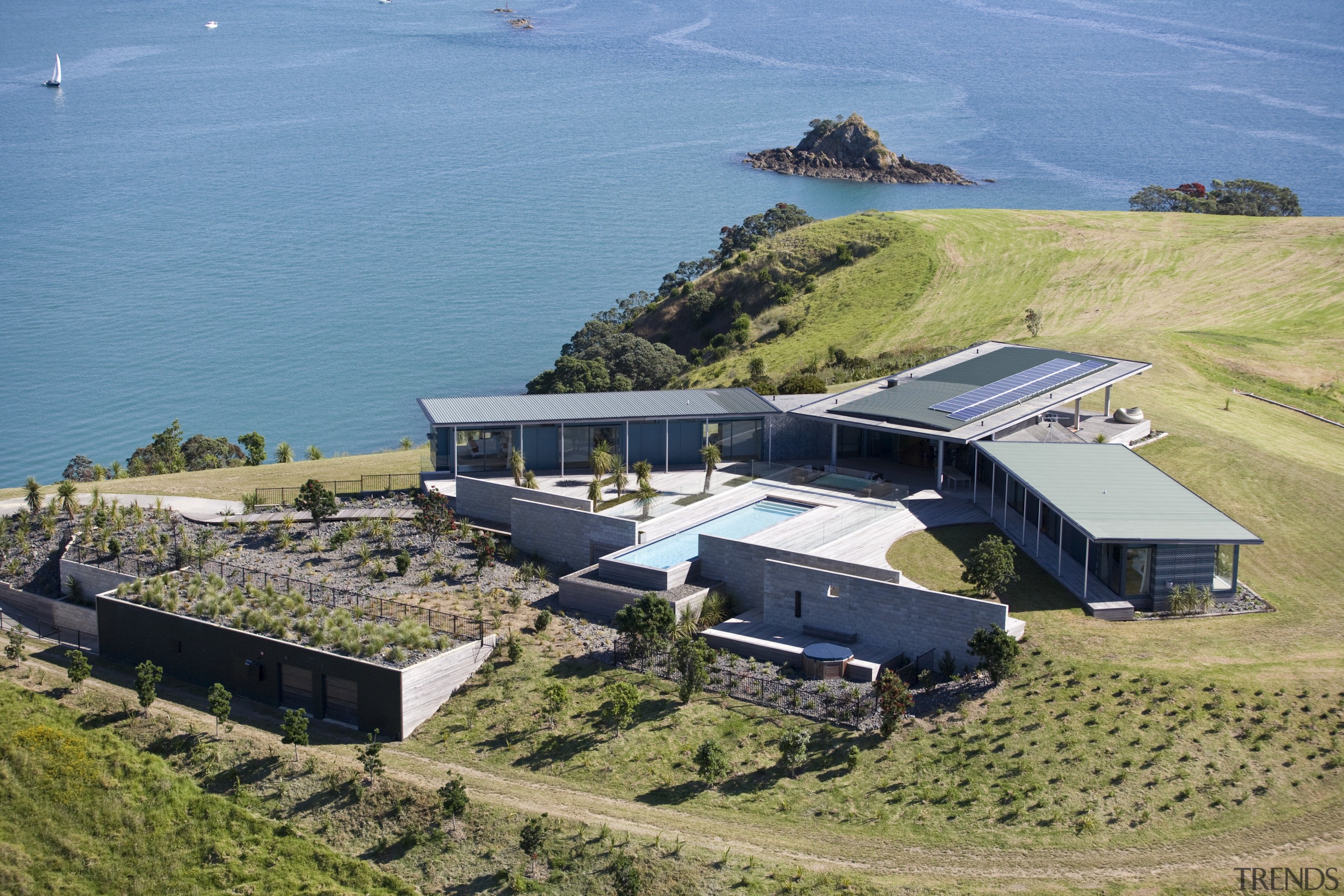 Image of the exterior of this beautifully designed house, property, real estate, teal