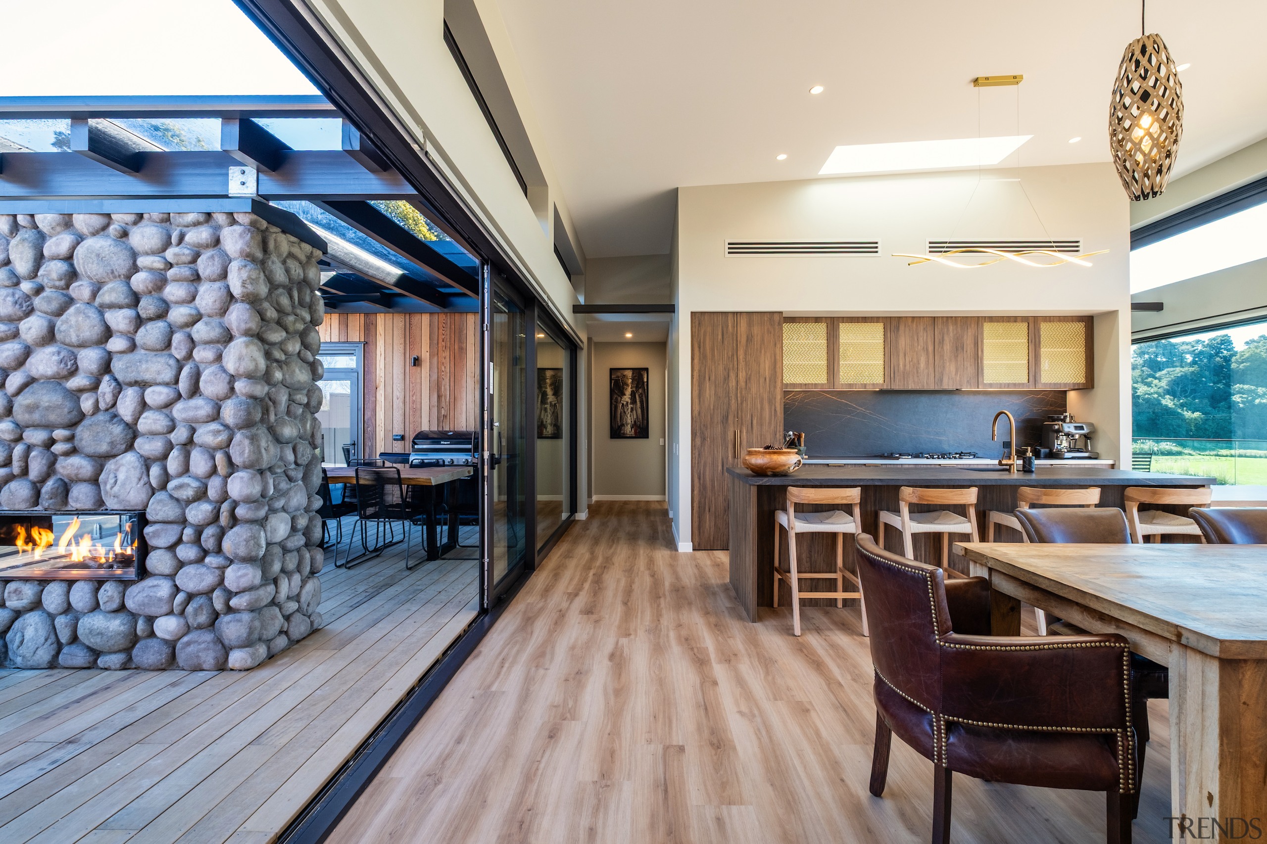 Wood flooring continues from indoors to outdoors – 