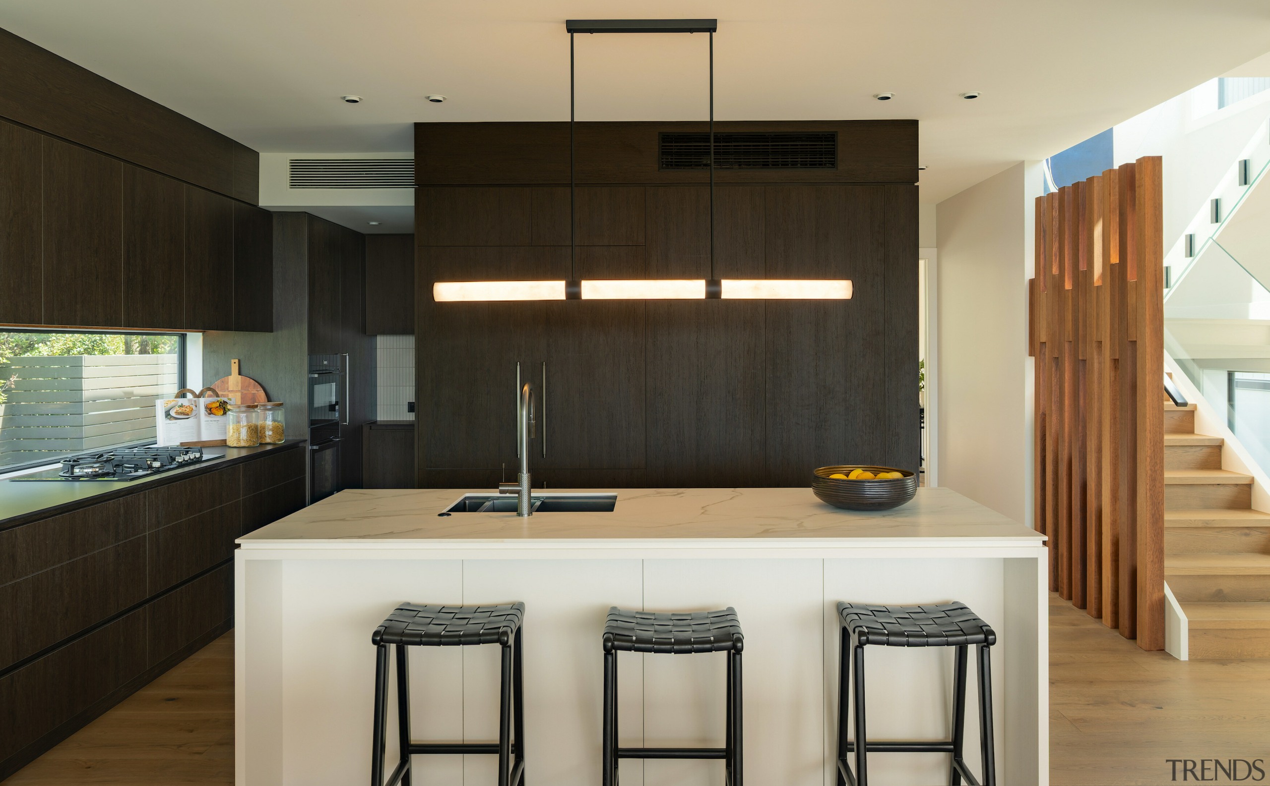 The two-tone kitchen approach was carefully considered to 