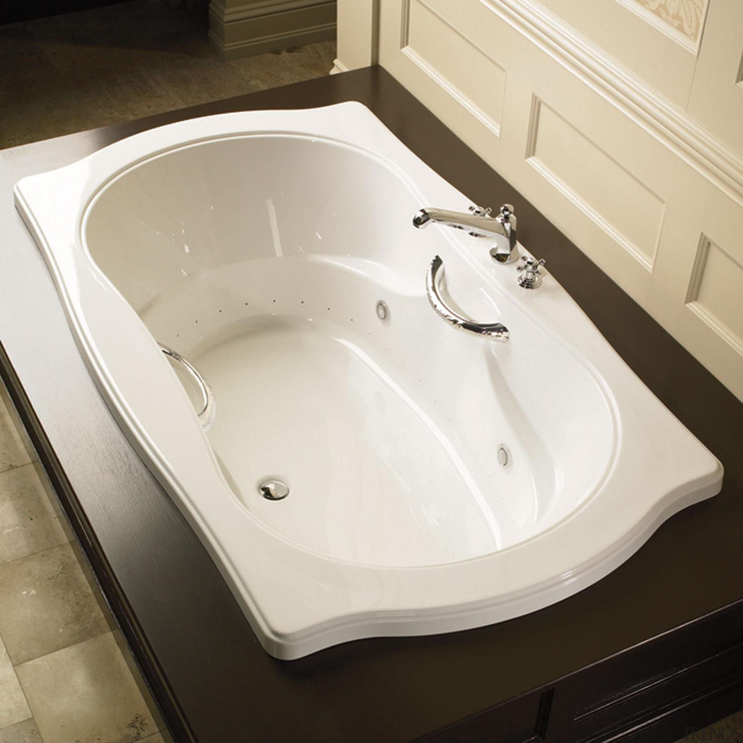 This Elegancia contour is reminiscent of the Victorian angle, bathroom, bathroom sink, bathtub, ceramic, floor, plumbing fixture, product design, sink, tap, toilet seat, white