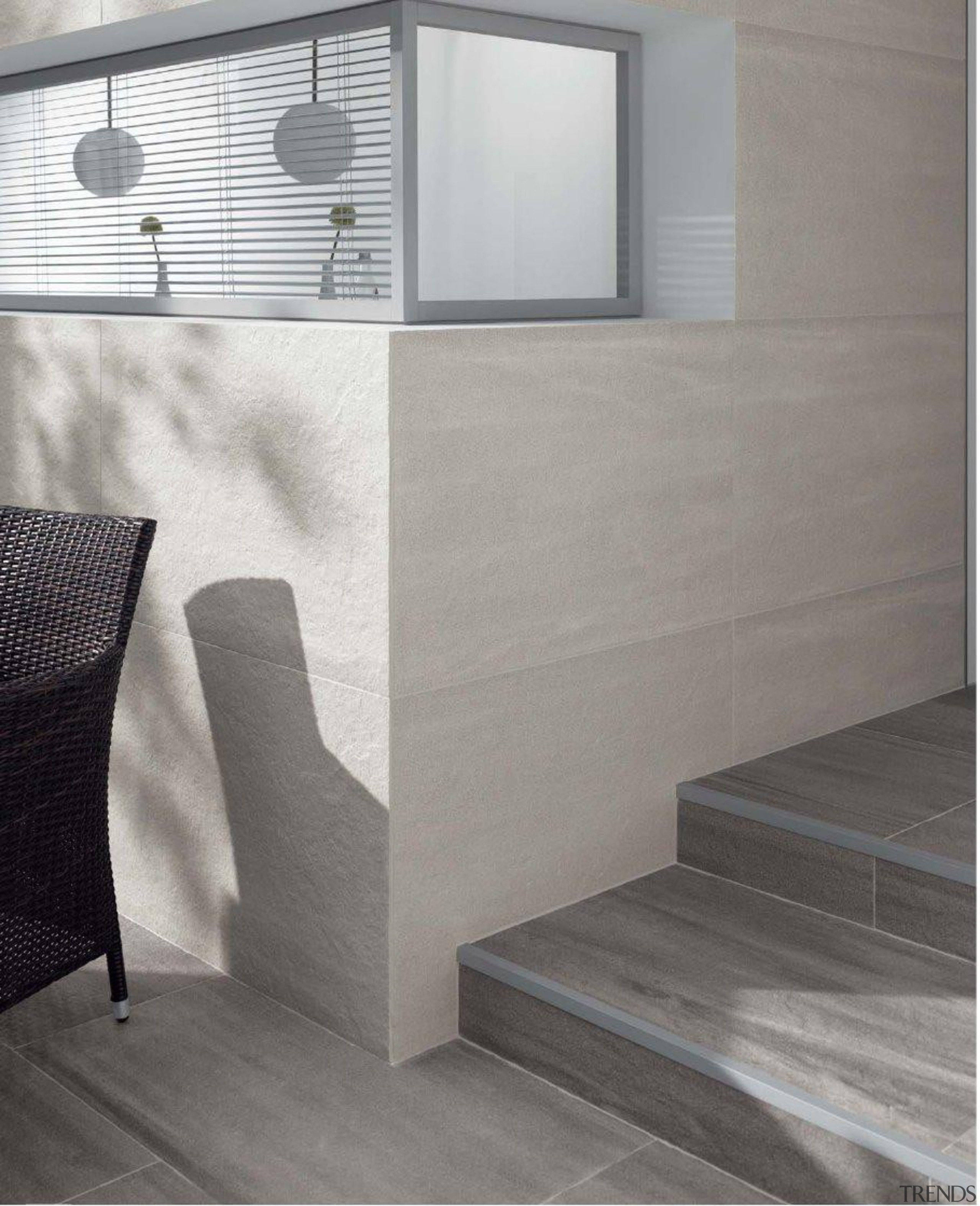 Grey wall and Anthracite floor. - RAK Stone architecture, floor, flooring, furniture, interior design, product design, tile, wall, gray