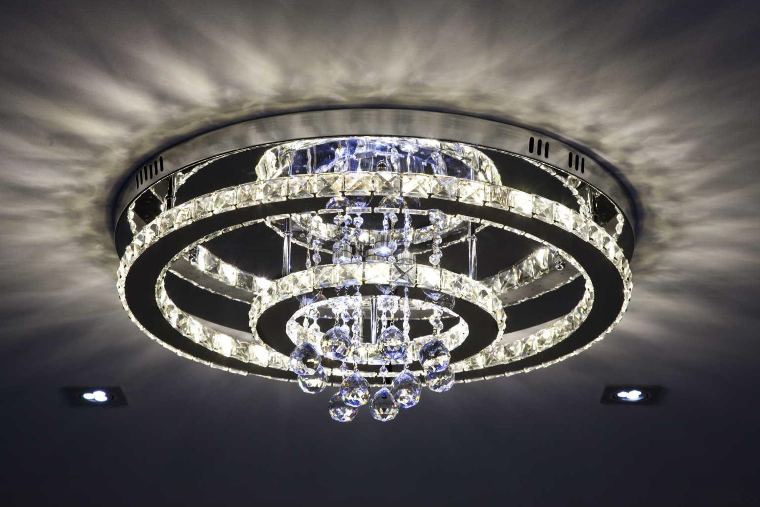 Fabulous ceiling light with blue accent - Ceiling jewellery, light fixture, lighting, black, gray