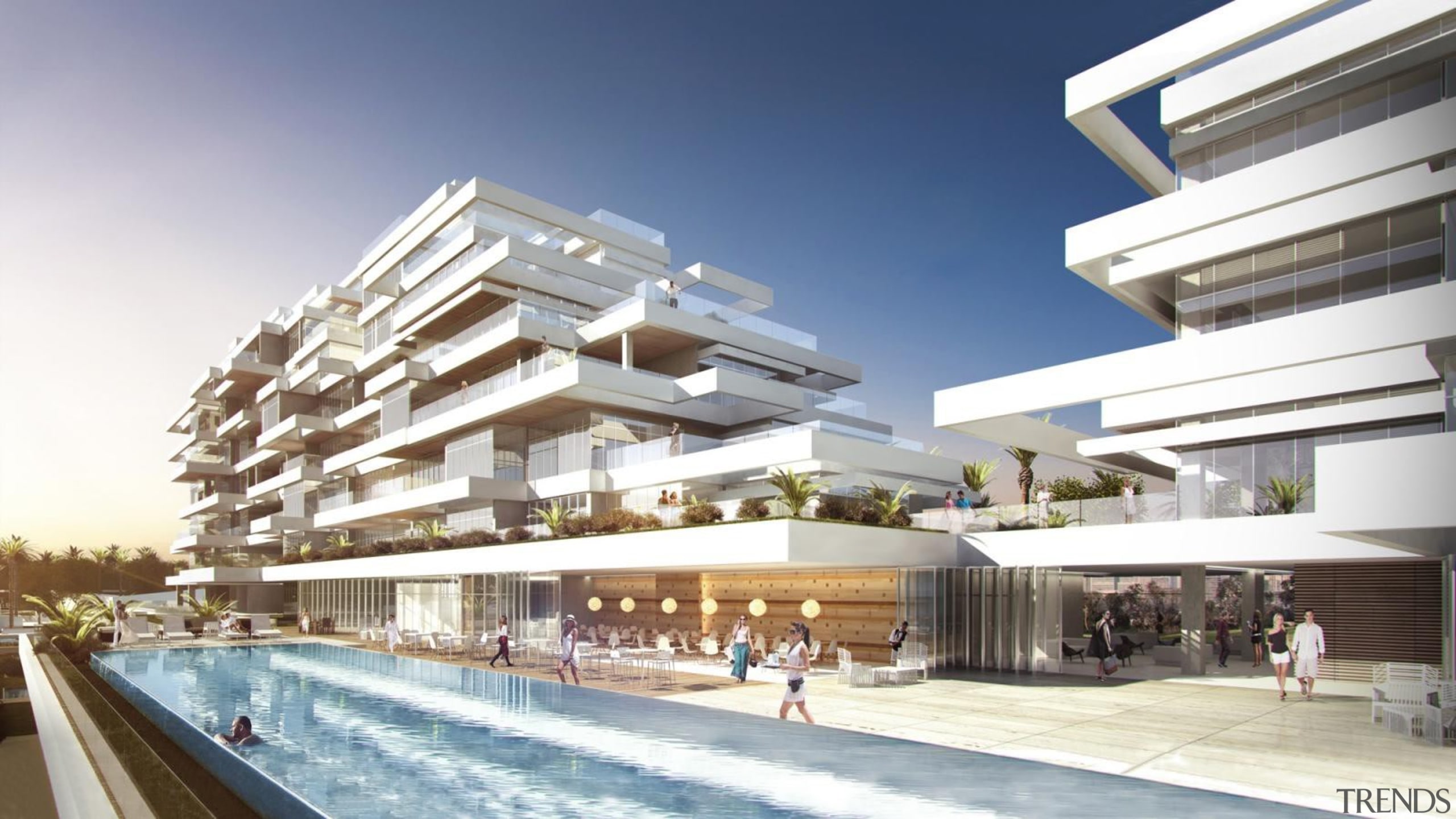 Seventh Heaven is a high-end residential development in apartment, architecture, building, condominium, mixed use, property, real estate, residential area, urban design, white, gray