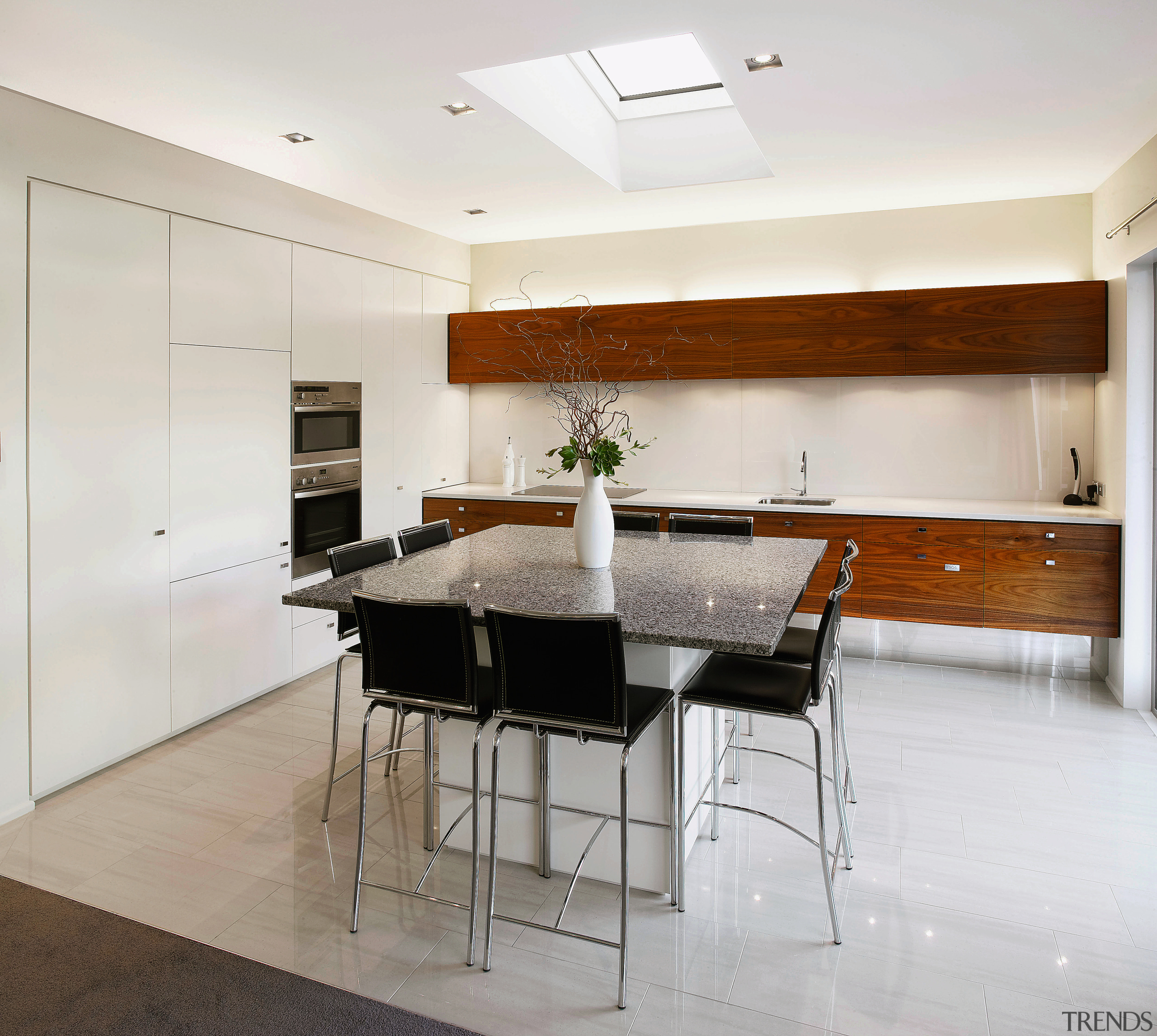 view of this award winning kitchen featuring stainless ceiling, countertop, floor, interior design, kitchen, real estate, room, table, white