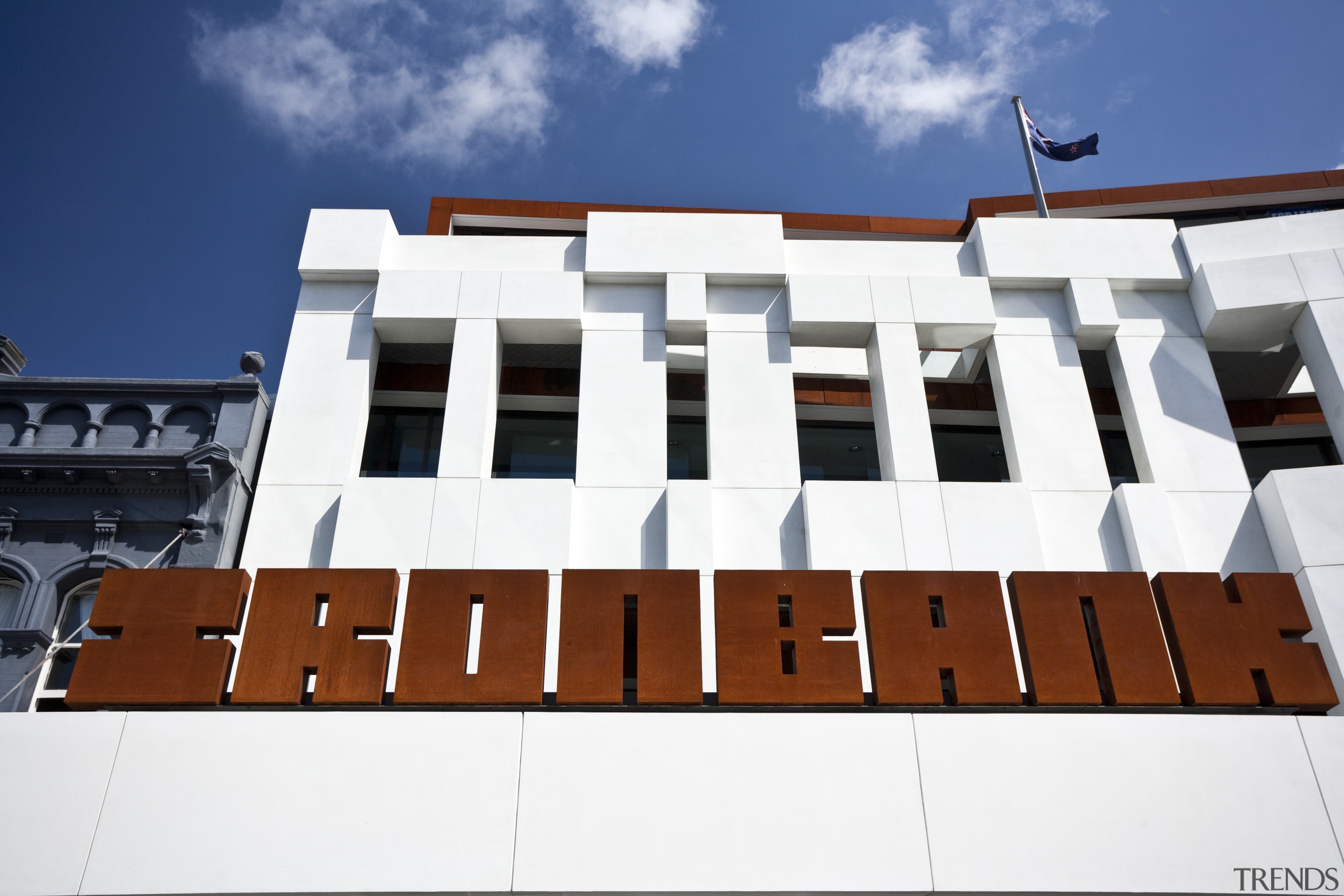Exterior view of the Ironbank building which features architecture, building, facade, white