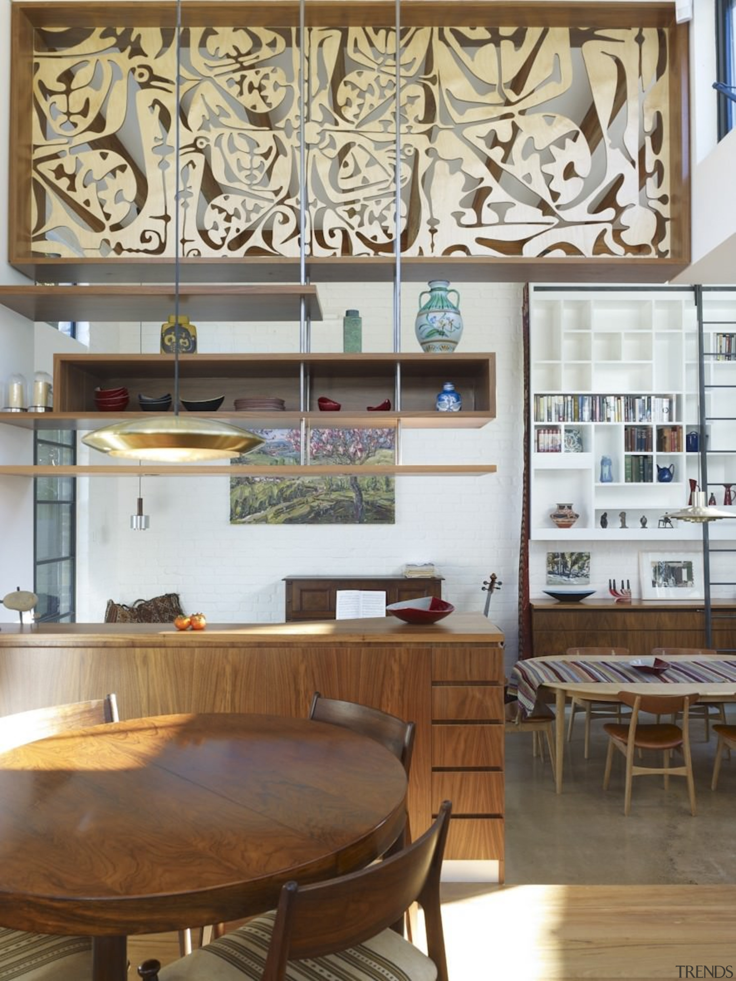 Sam Crawford Architects ceiling, dining room, furniture, interior design, table, wall, brown, white