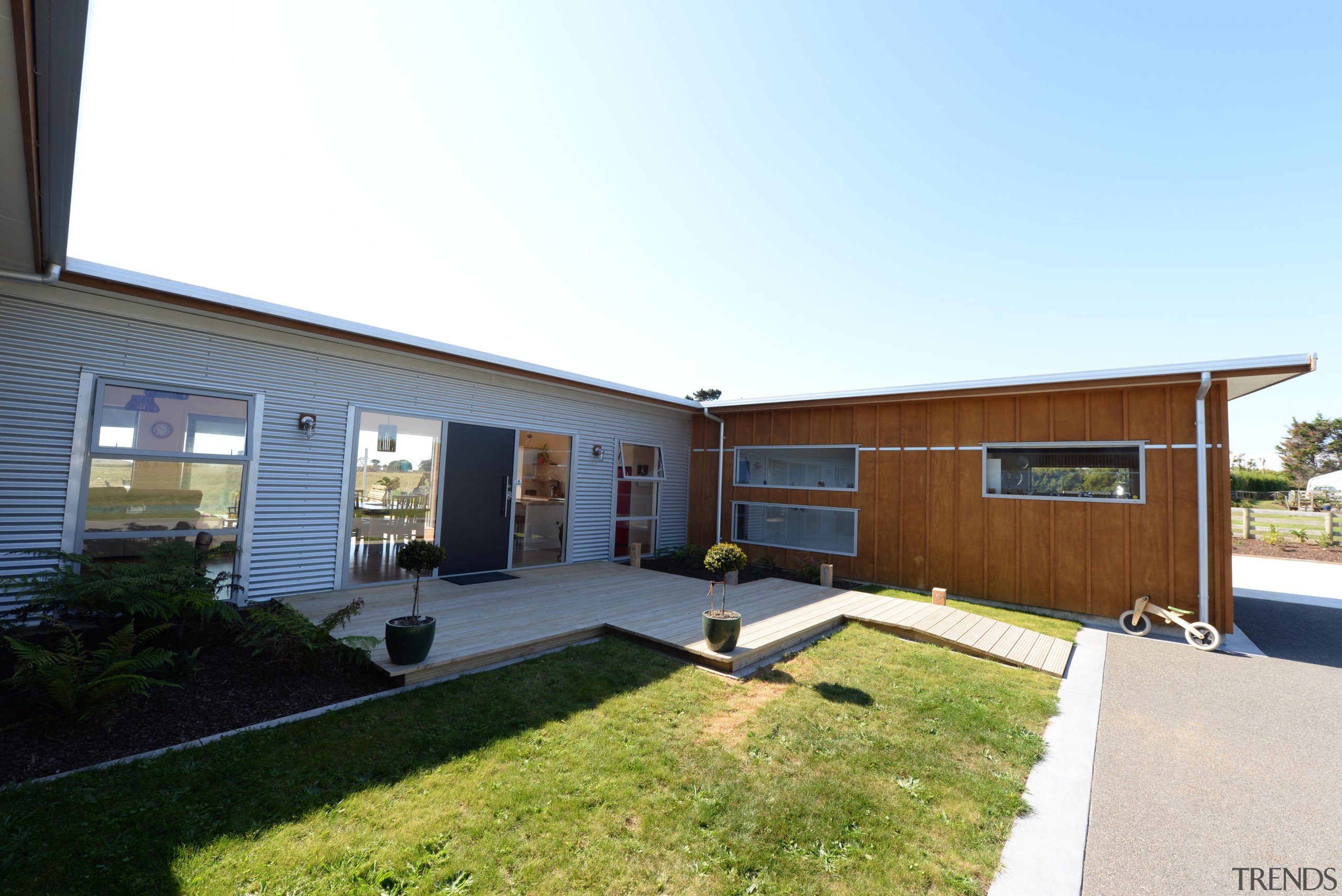 Home built by Fowler Homes TaranakiFor more information, estate, facade, home, house, property, real estate, residential area, window, white