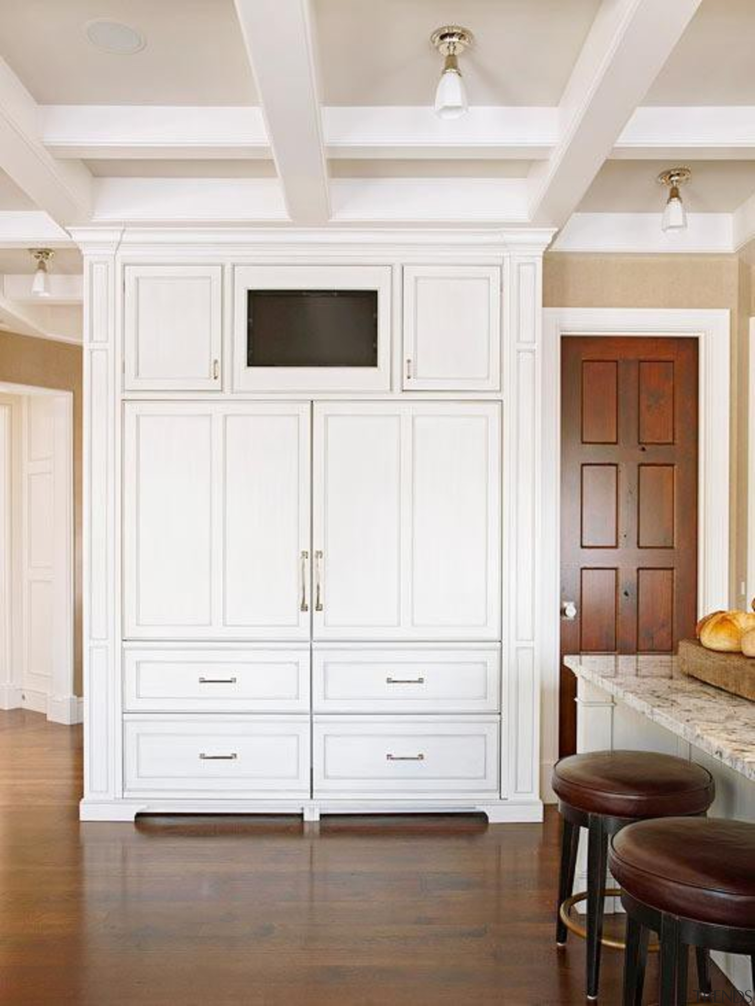 White Fridge - White Fridge - cabinetry | cabinetry, ceiling, chest of drawers, cupboard, door, floor, furniture, hardwood, home, interior design, molding, wall, window, wood flooring, wood stain, white