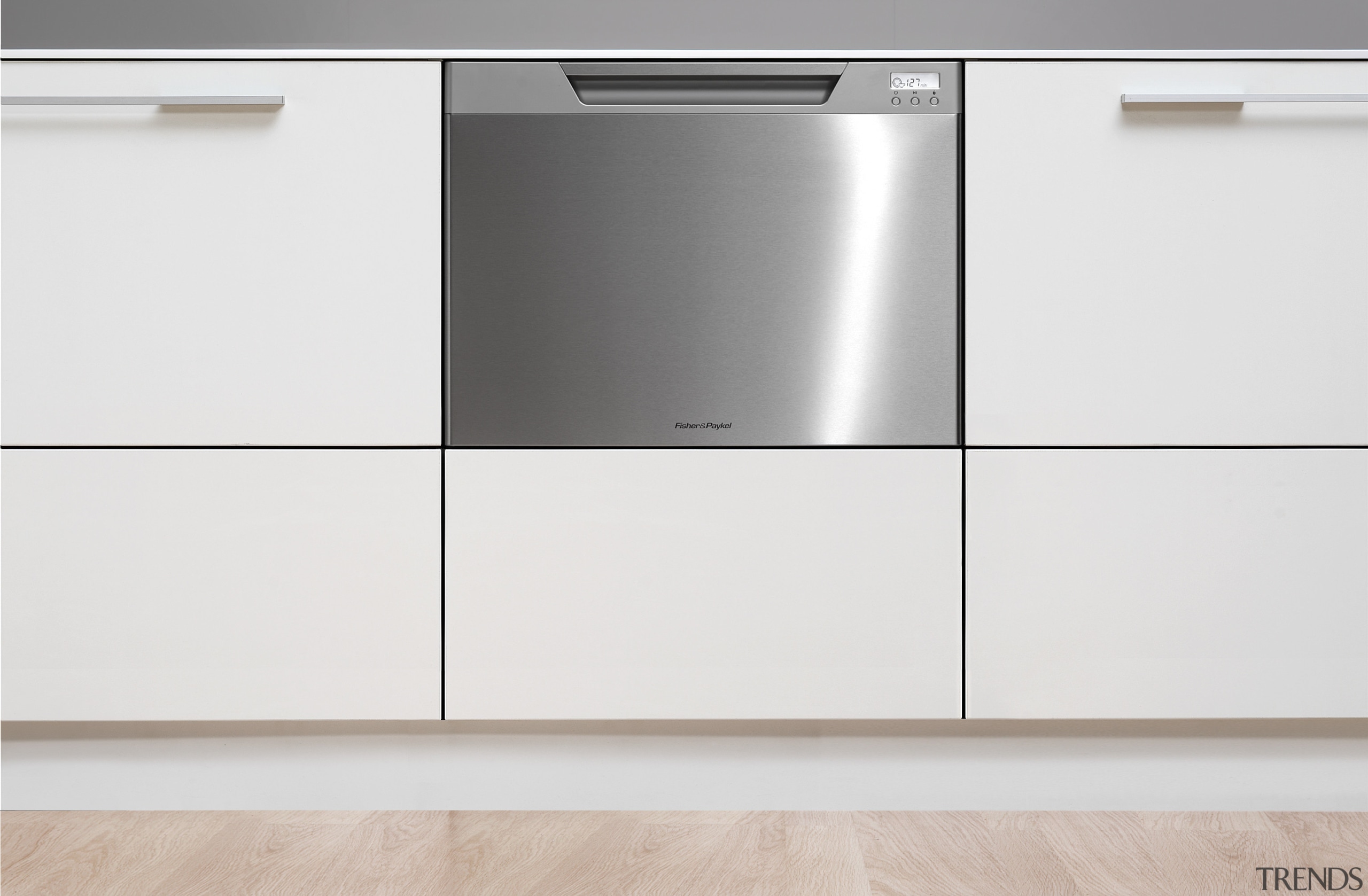 View of a kitchen with Fisher &amp; Paykel's drawer, furniture, home appliance, product, product design, sideboard, white