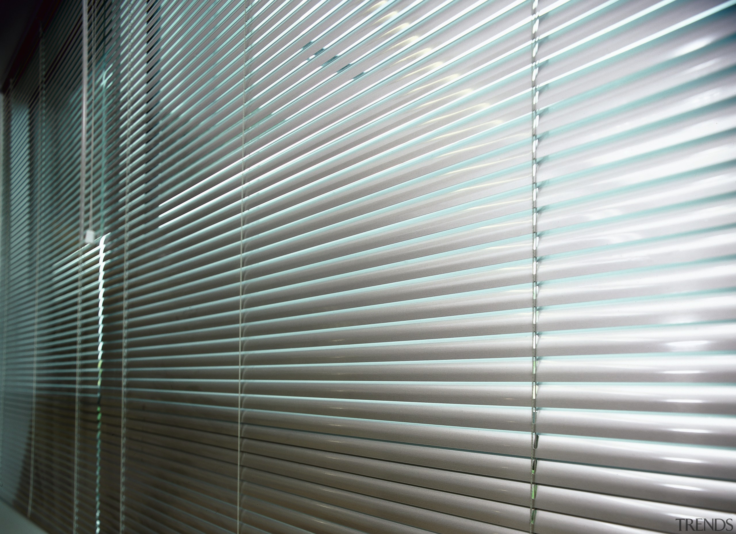 view of the uniline slimline venetian blinds - architecture, ceiling, daylighting, facade, glass, interior design, light, line, mesh, shade, wall, window, window blind, window covering, window treatment, wood, white, gray
