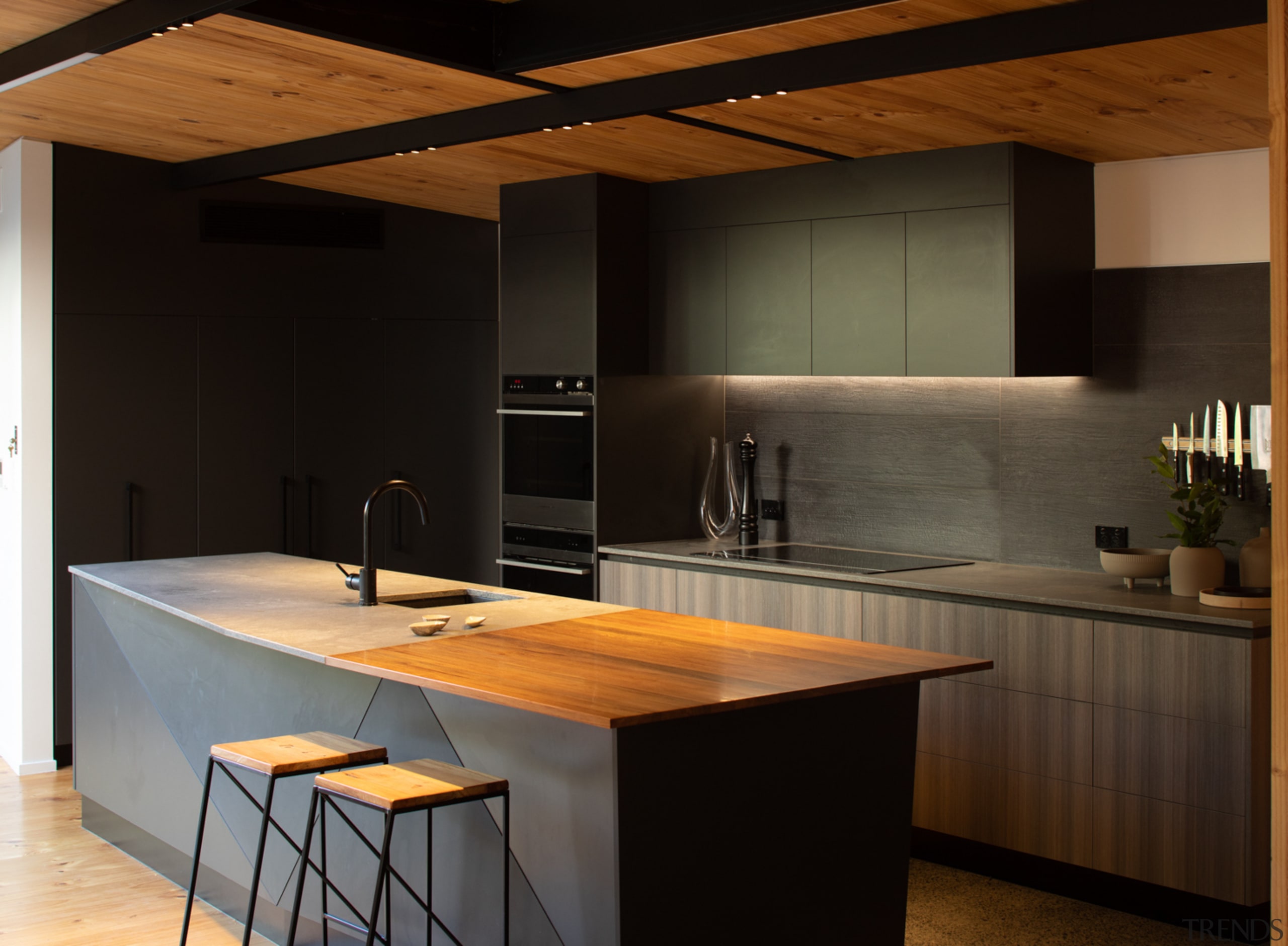 Highly Commended – Craig Wilson – TOA – architecture, building, cabinetry, ceiling, countertop, cupboard, design, floor, furniture, hardwood, home, house, interior design, kitchen, kitchen stove, light fixture, lighting, loft, material property, plywood, property, room, wood, wood flooring, wood stain, black