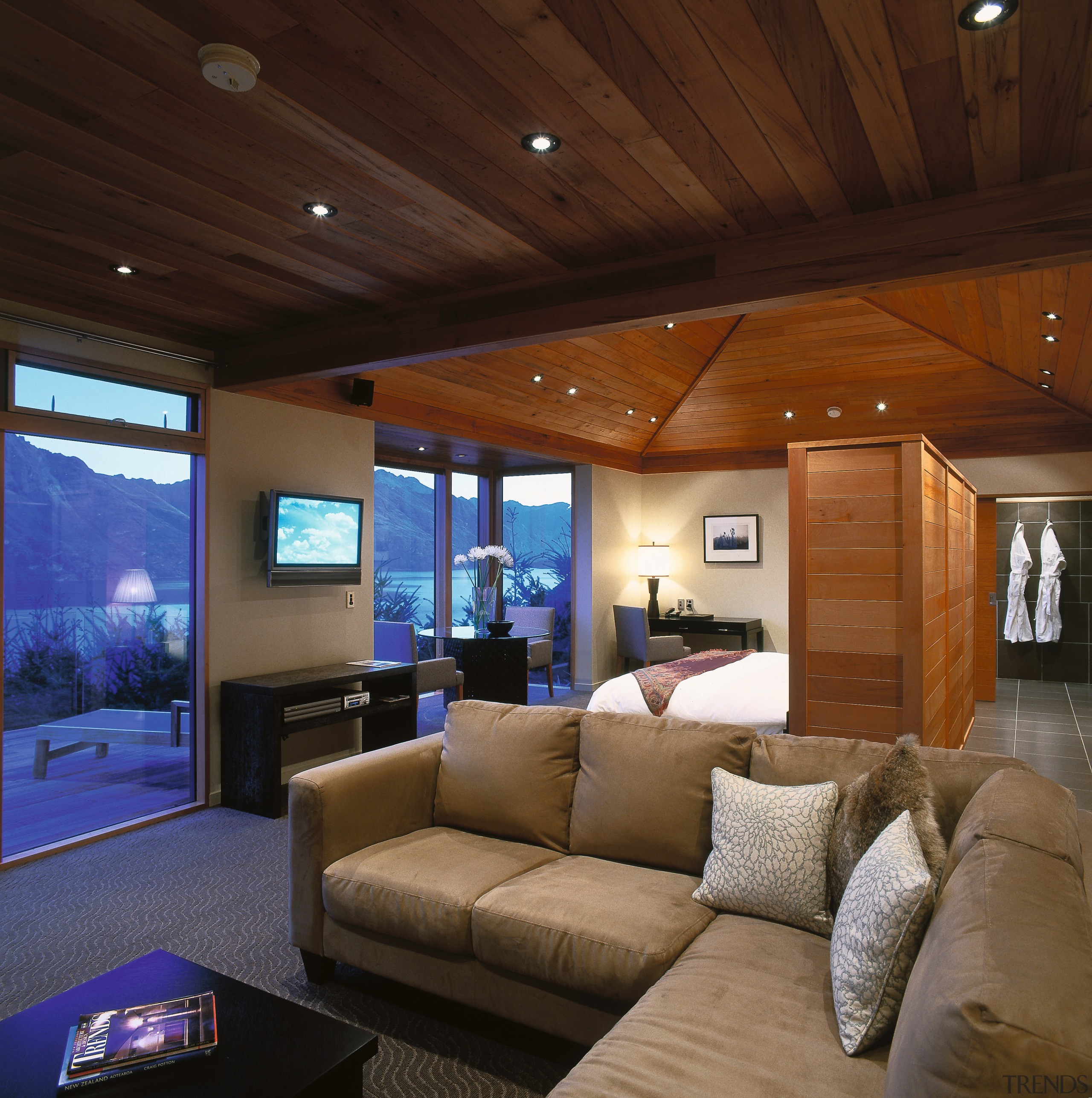 view of the inside of the villas featuring ceiling, home, house, interior design, living room, real estate, room, brown