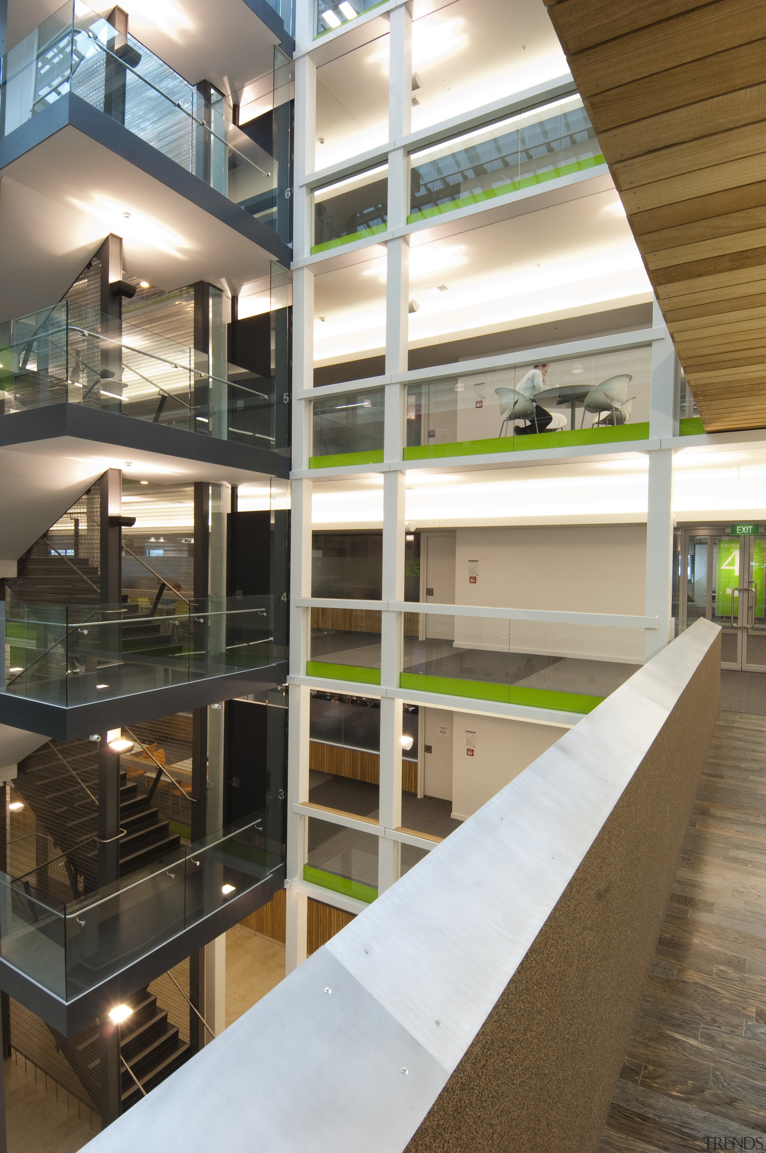 View of the interior of the Vogel Center architecture, glass, interior design, brown, white