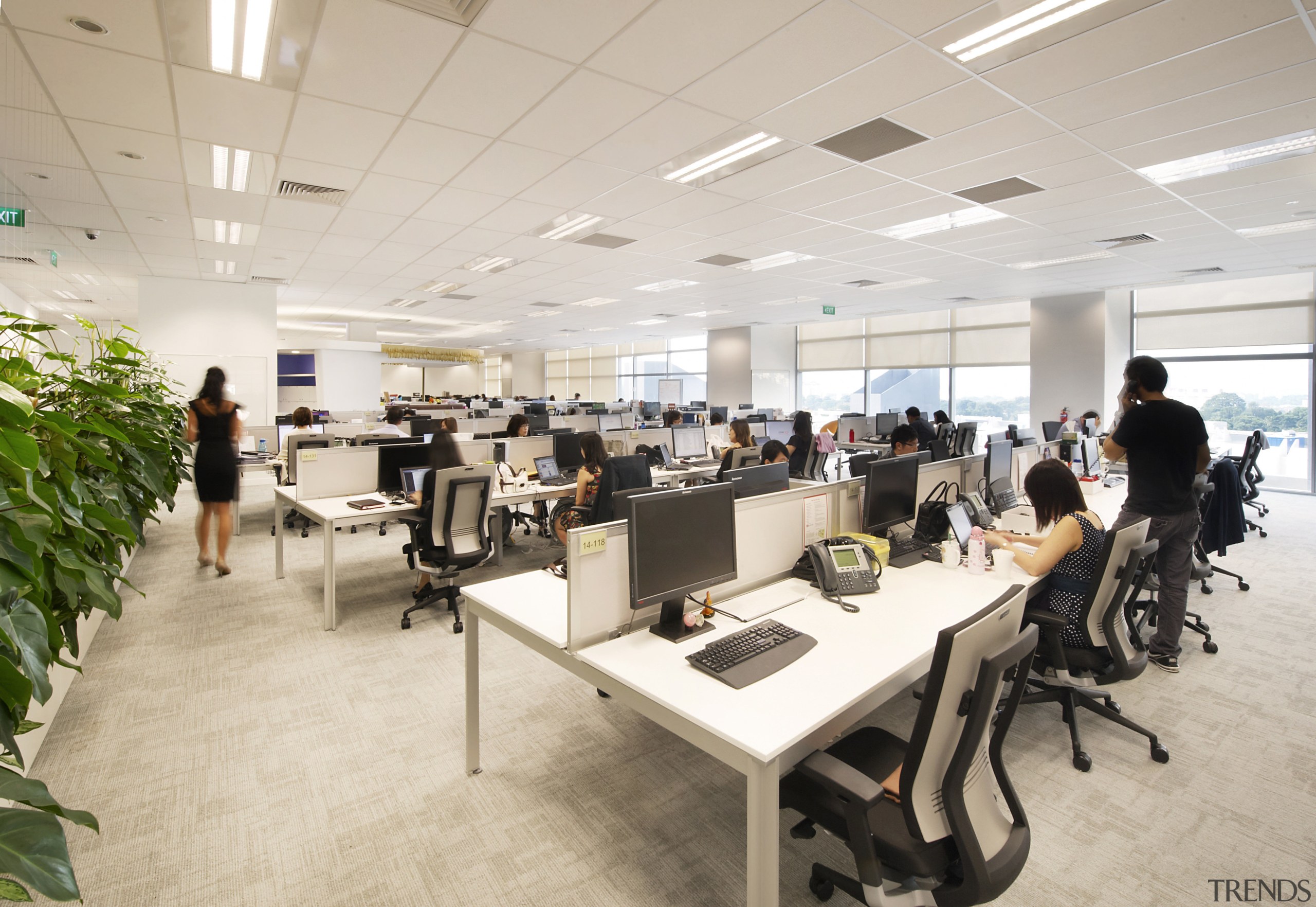 View of the sustainable HSBC office in Mapletree institution, office, white