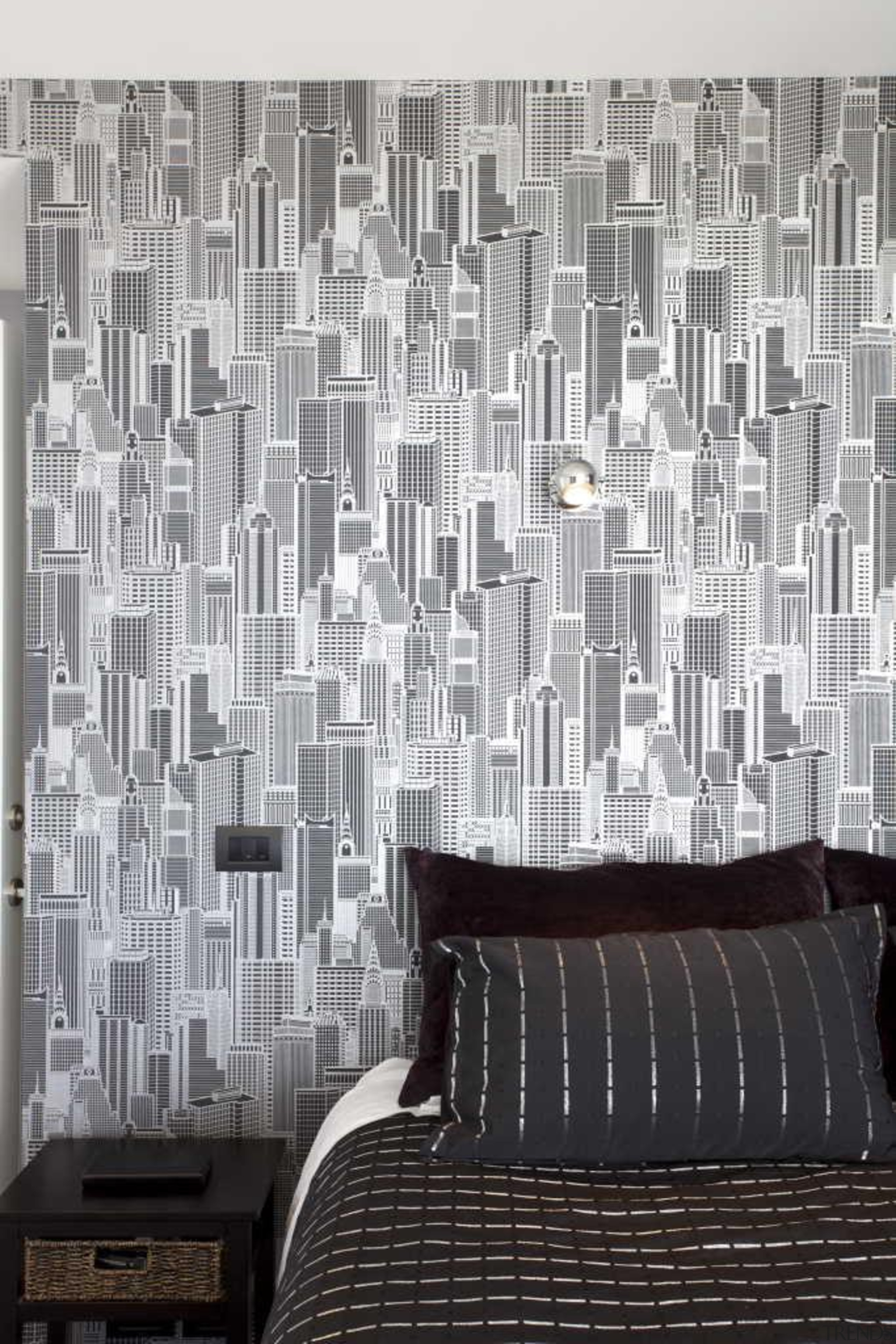 High-rise building wallpaper - Bedroom and Wallpaper - architecture, black and white, design, interior design, pattern, wall, wallpaper, white, gray, black