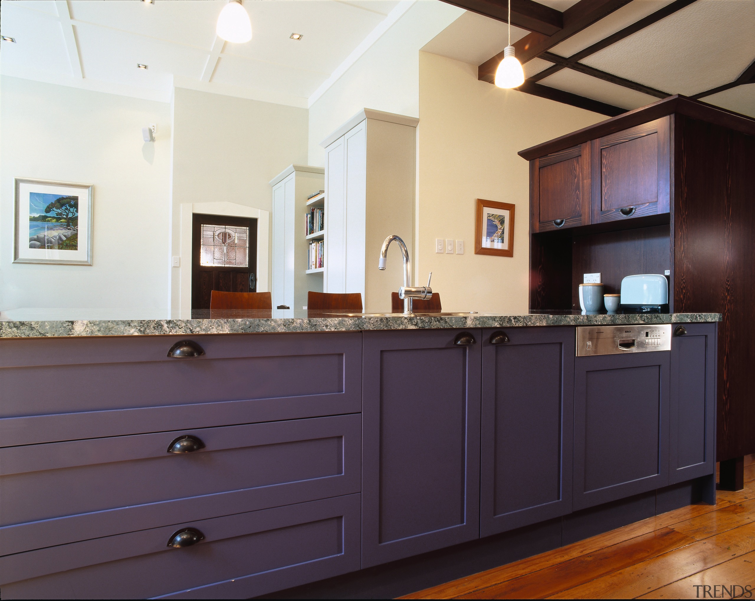 view of kitchen cabinetry which hint an historic cabinetry, countertop, furniture, home, interior design, kitchen, property, real estate, room, black, white