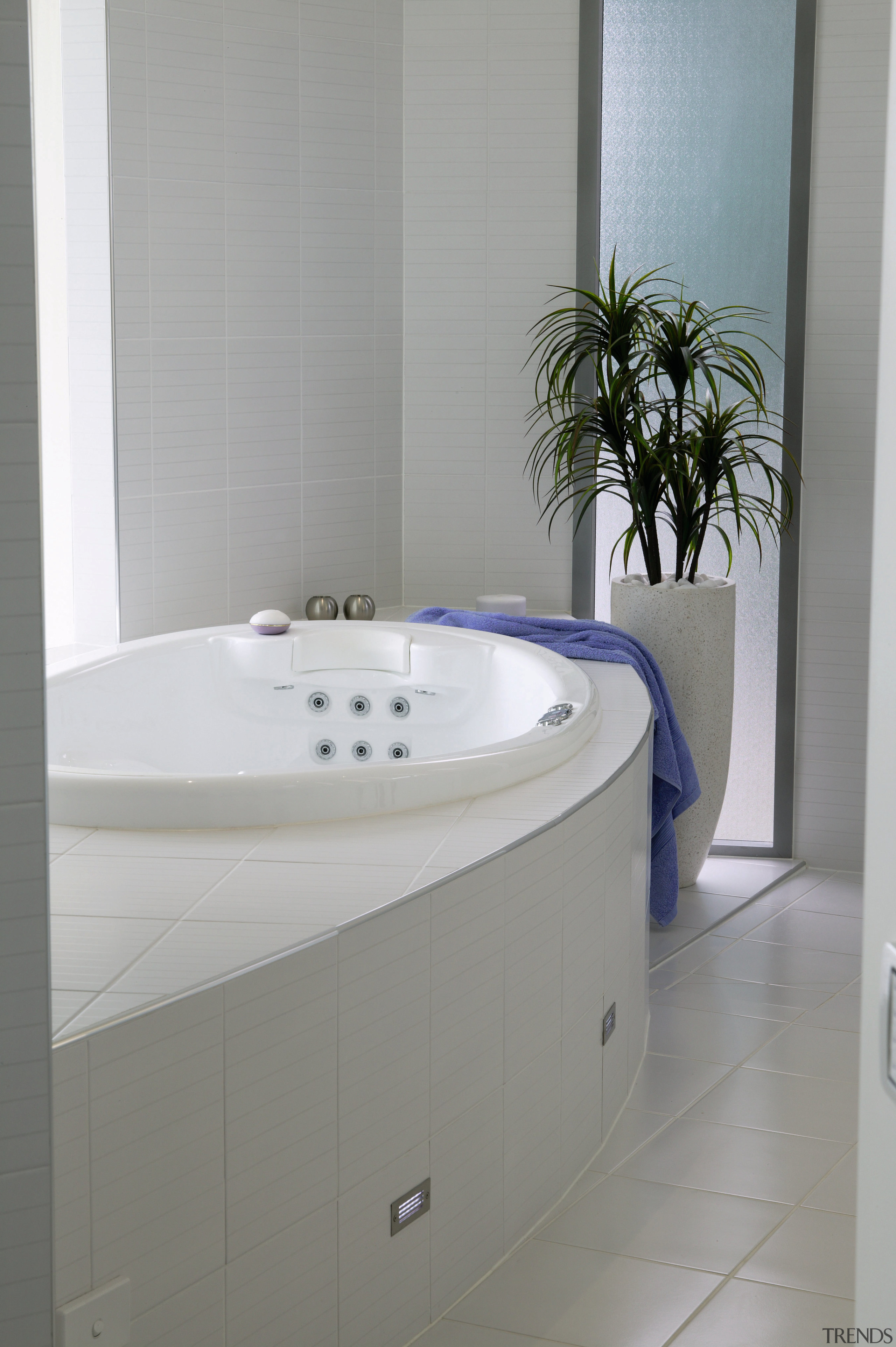 view of this bathroom featuring recessed jet spa angle, bathroom, bathroom accessory, bathroom cabinet, bathtub, plumbing fixture, product design, tap, toilet seat, gray