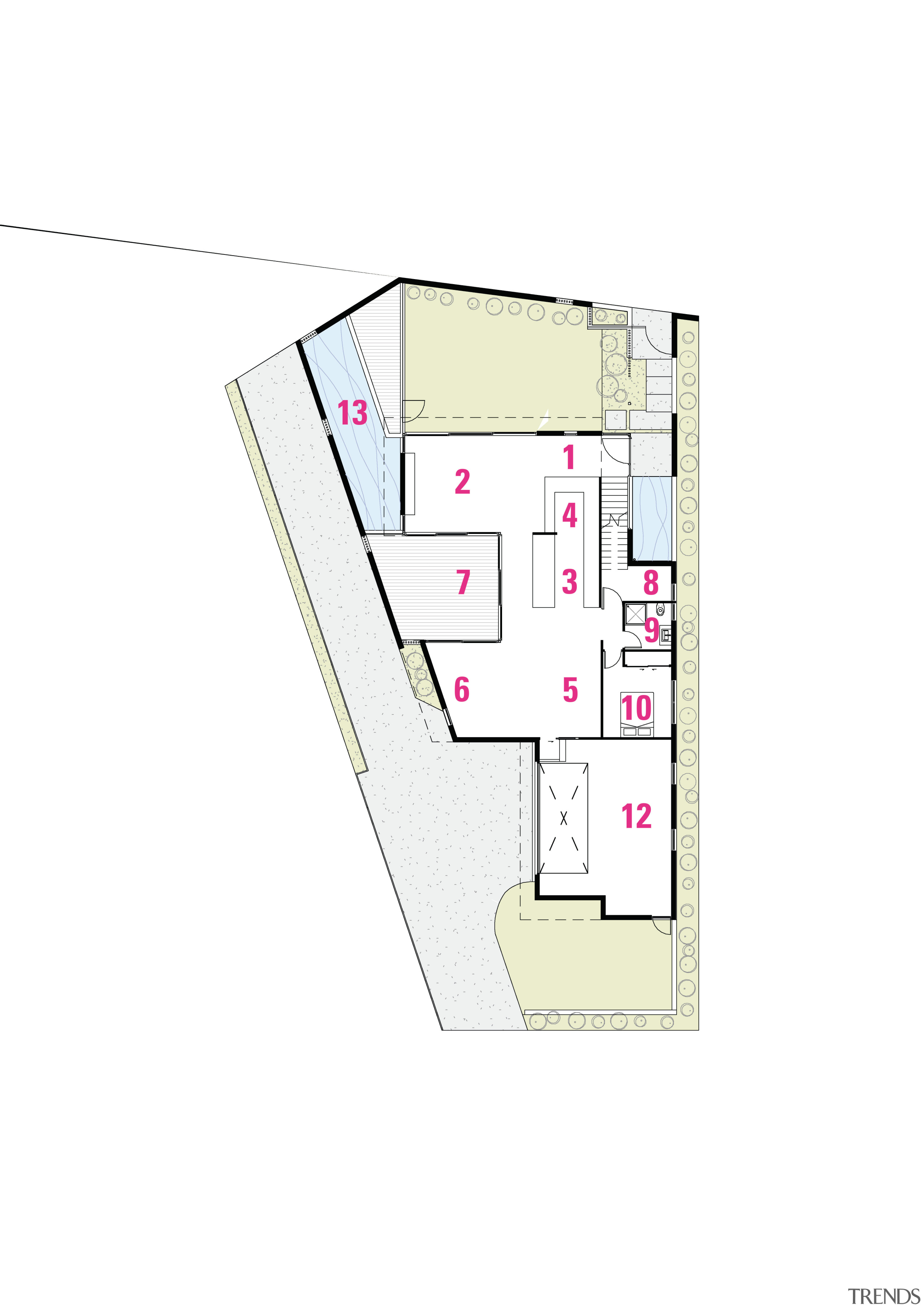 1 entry, 2 living room, 3 kitchen, 4 area, floor plan, line, plan, product design, white