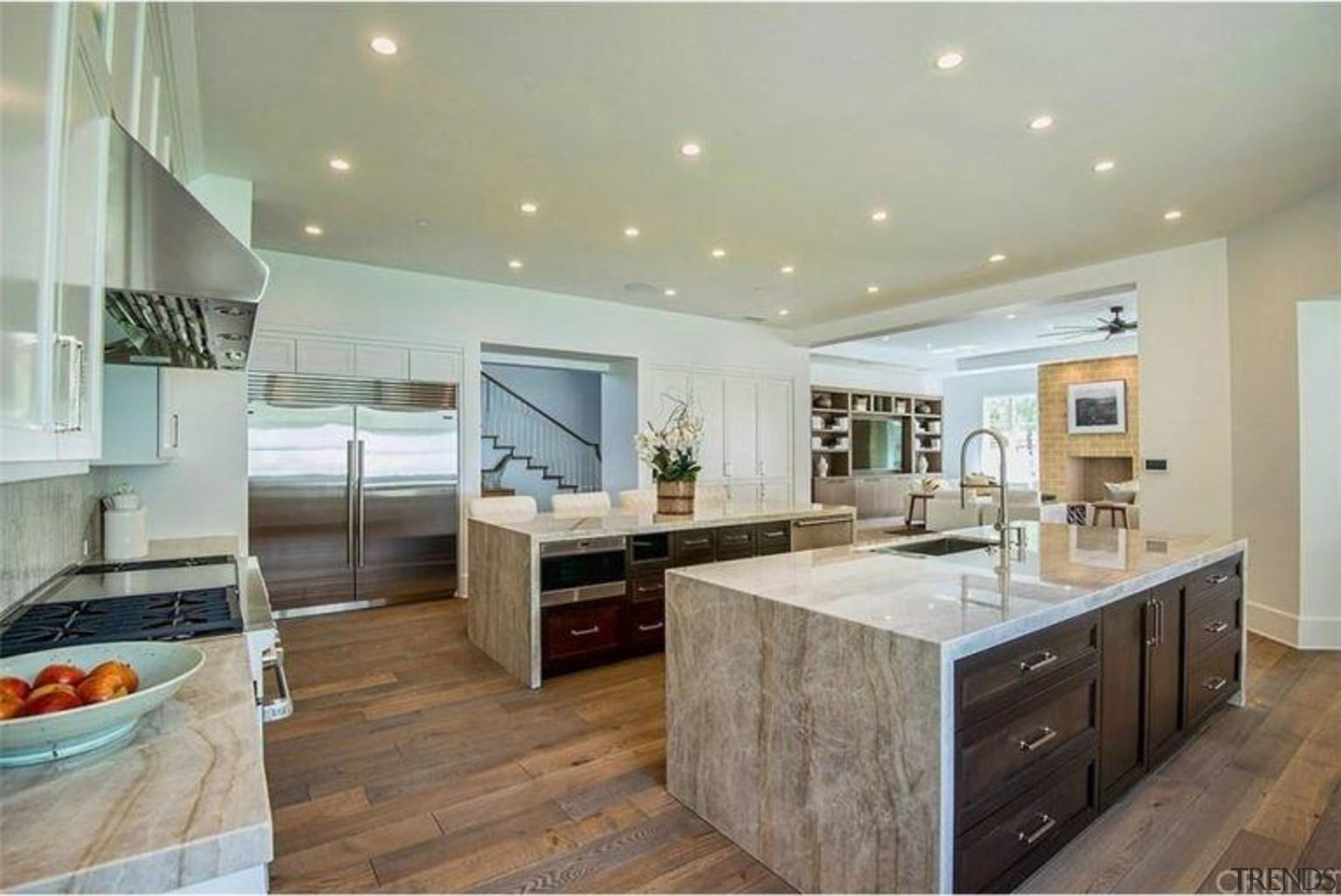 The Weeknd’s massive US$19.995 million mansion - The cabinetry, countertop, cuisine classique, estate, floor, flooring, home, interior design, kitchen, property, real estate, room, gray