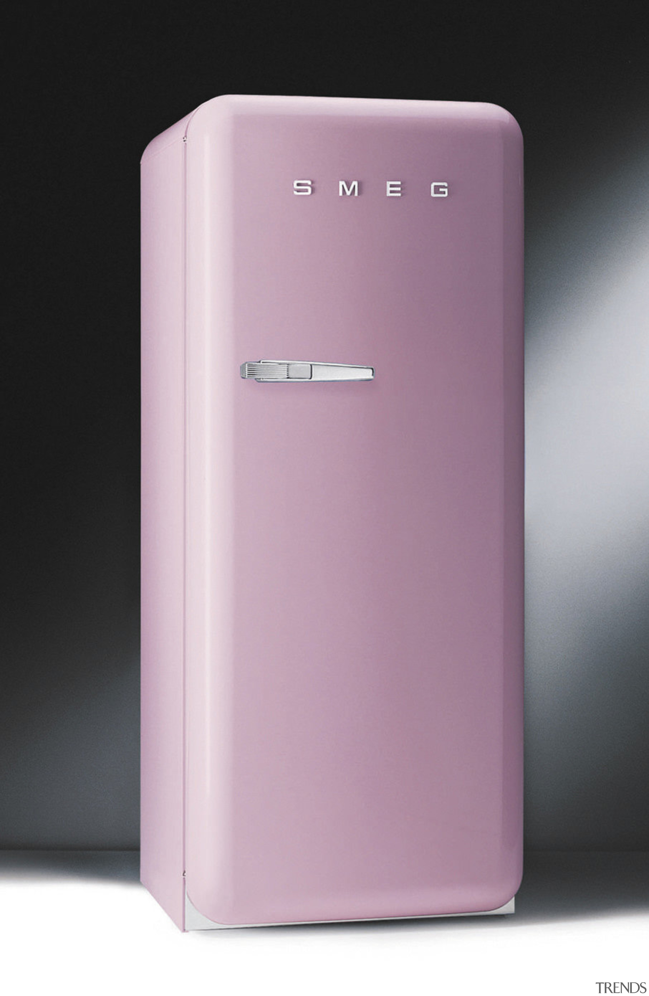 View of Smeg fridge. - View of Smeg home appliance, kitchen appliance, major appliance, product, product design, refrigerator, pink, black