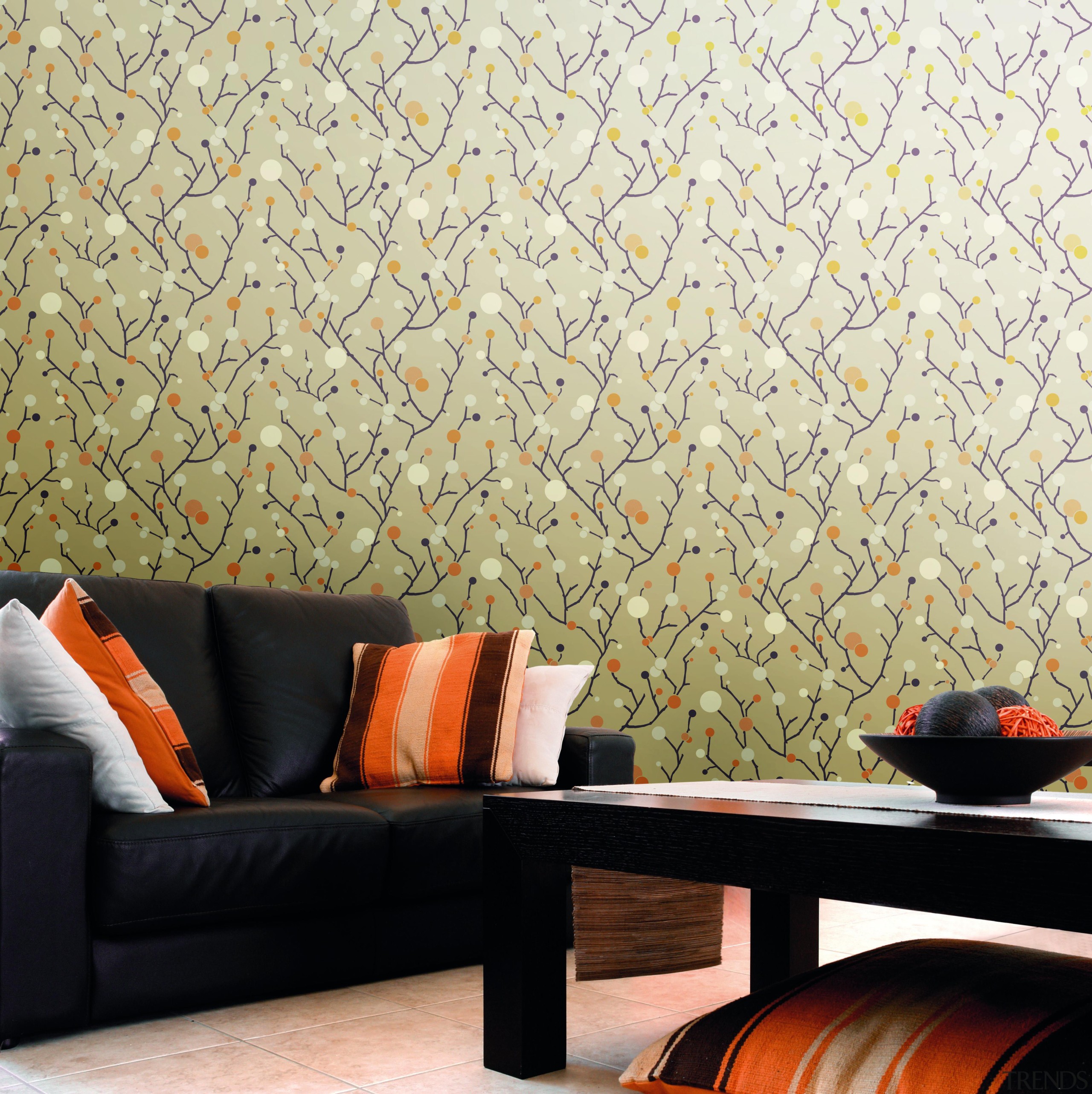 Modern Style Range - Modern Style Range - interior design, living room, orange, table, wall, wallpaper, yellow