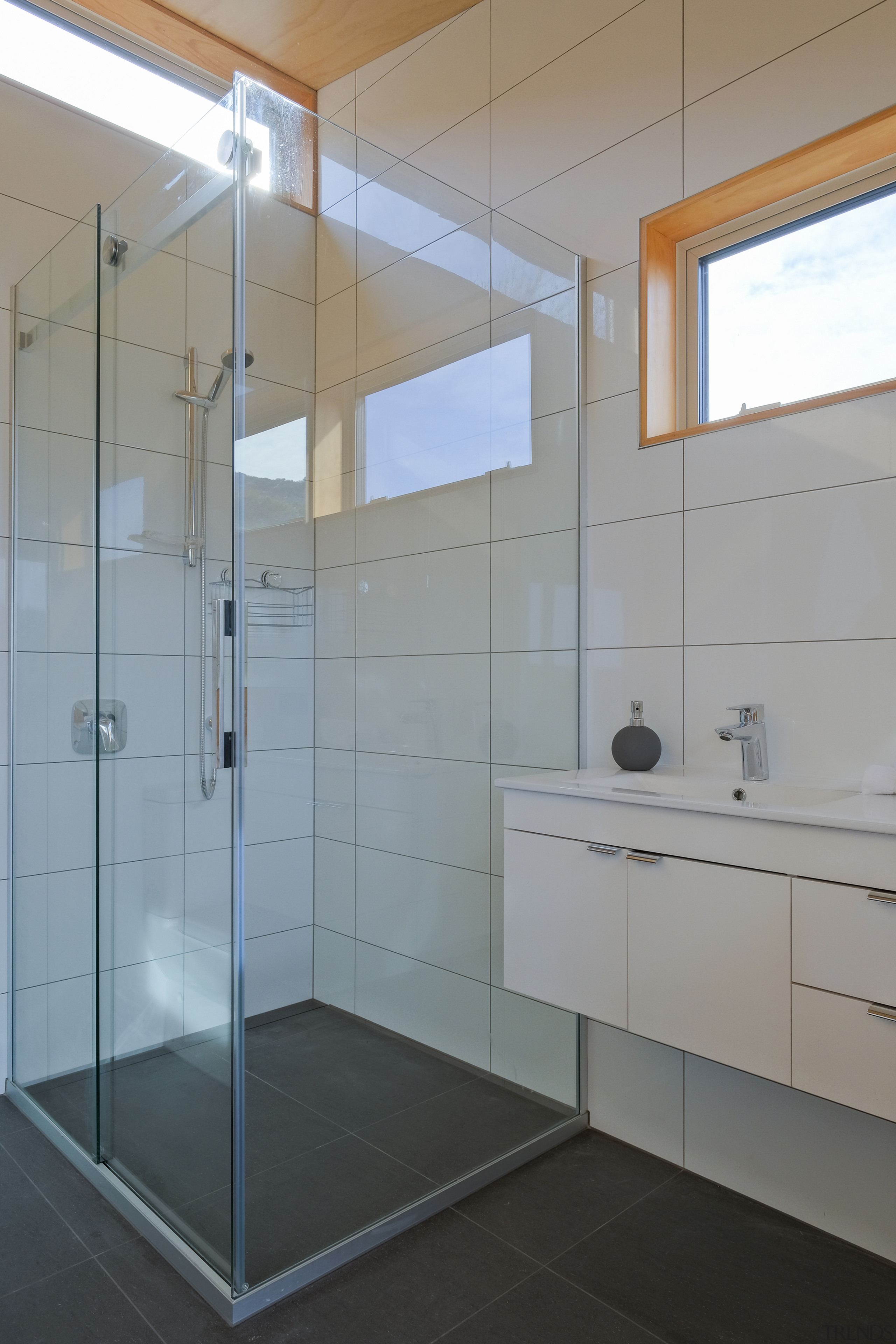 The master ensuite is private yet light filled, 