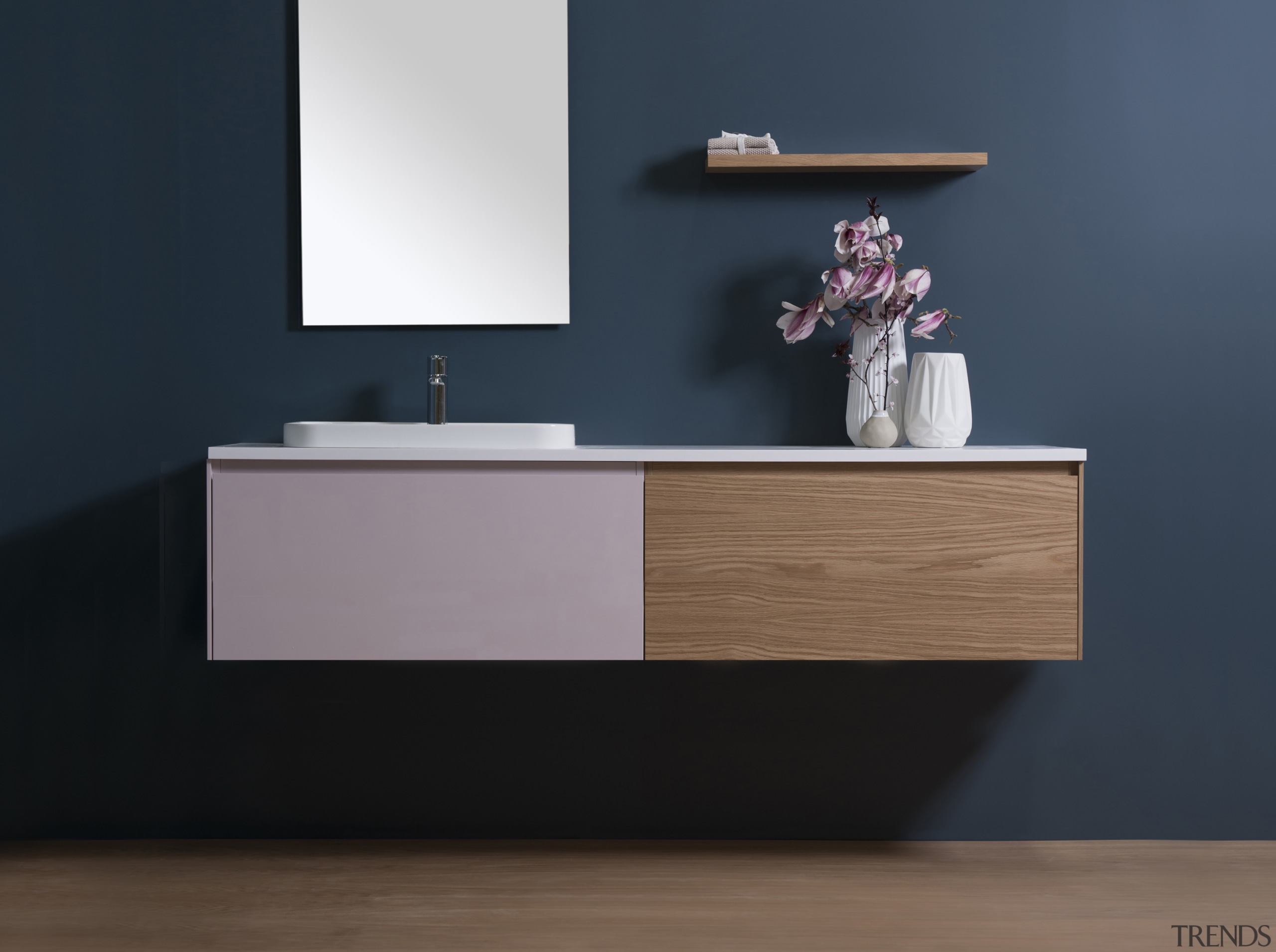 Part of the upmarket, green-at-heart Michel Cesar collection, bathroom, bathroom accessory, bathroom cabinet, bathroom sink, chest of drawers, furniture, product, shelf, sideboard, sink, tap, black