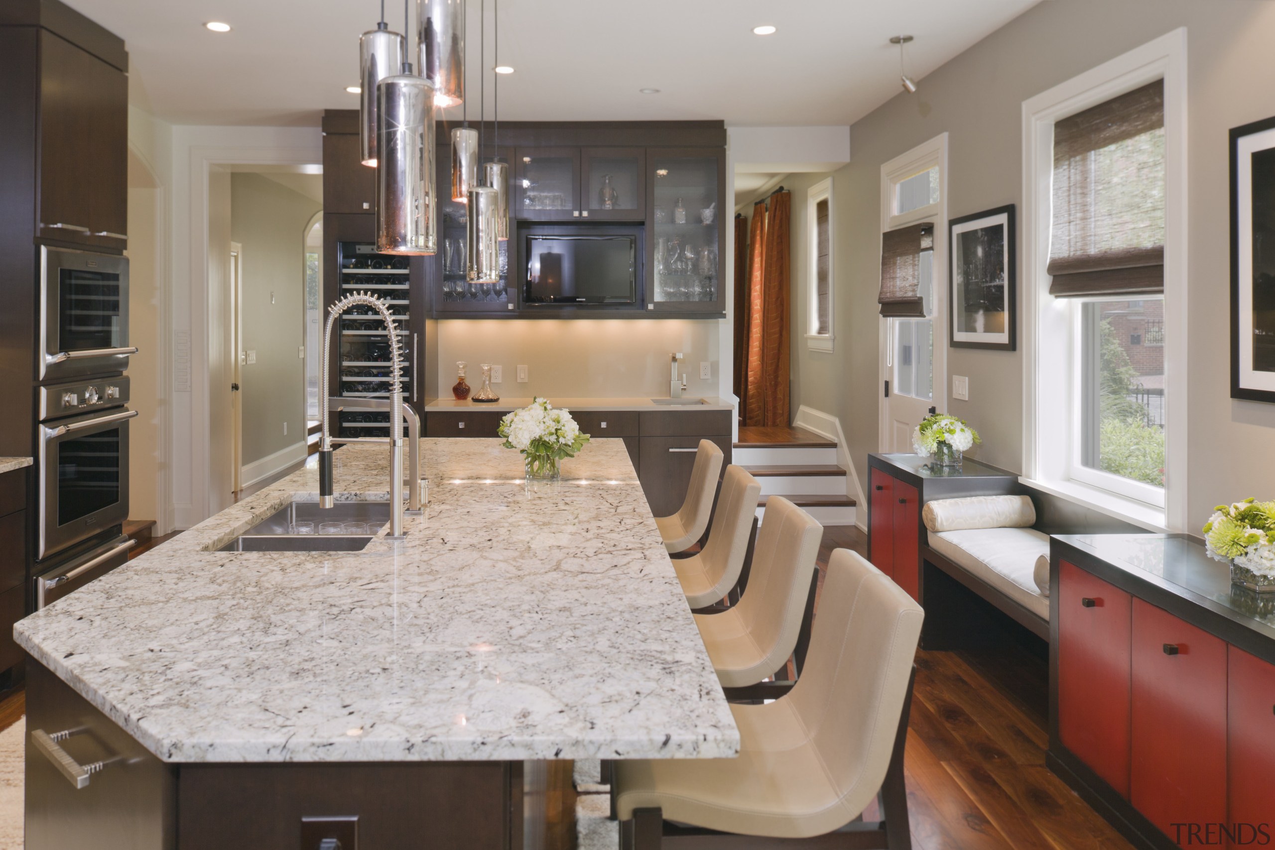 This is a home designed by John Behal cabinetry, countertop, cuisine classique, floor, interior design, kitchen, living room, room, gray