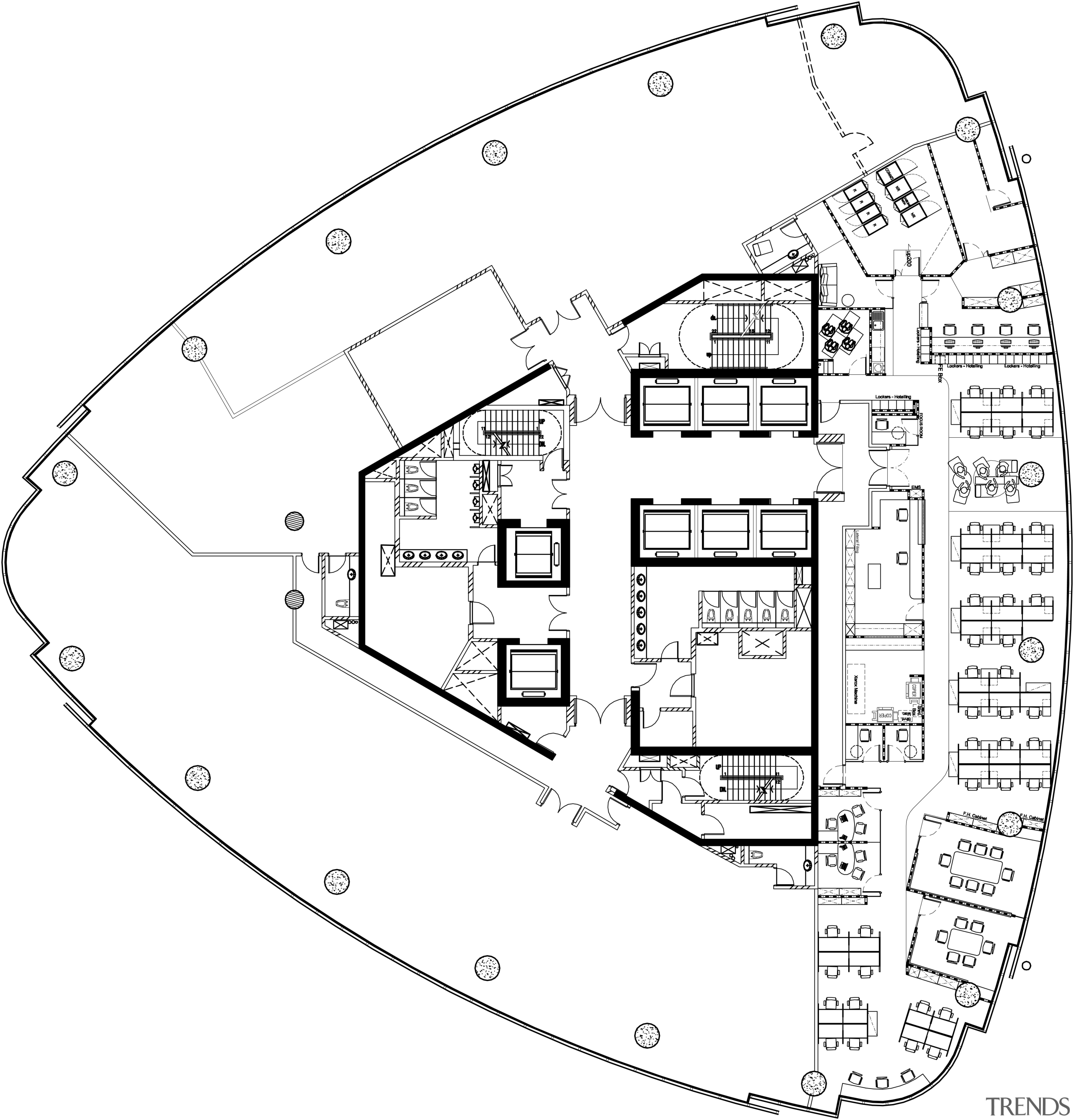 View of the Accenture office in Kuala Lumpur, area, black and white, diagram, drawing, floor plan, line, plan, product design, structure, technical drawing, white