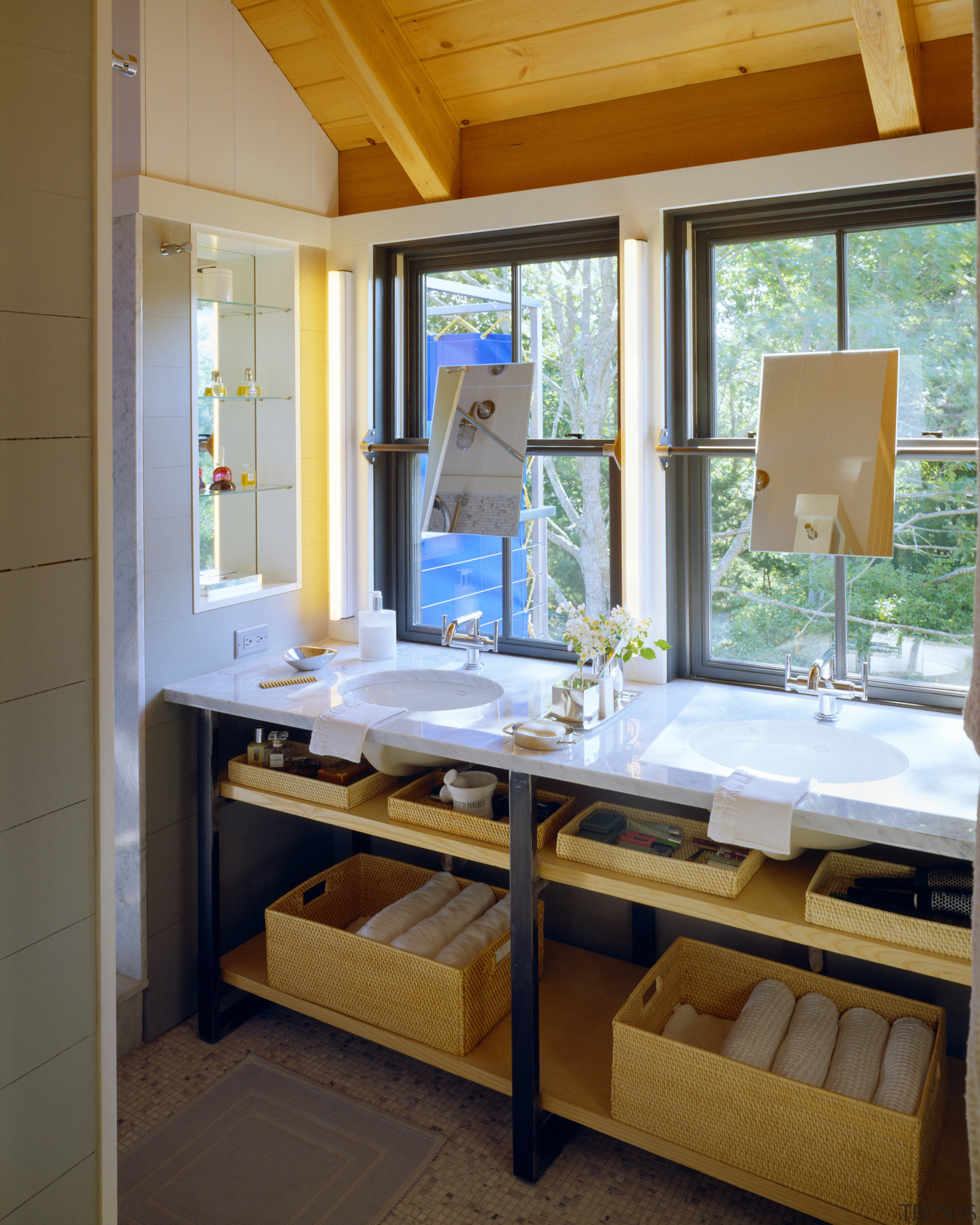 View of the bathroom vanity with a marble bathroom, furniture, home, interior design, room, brown