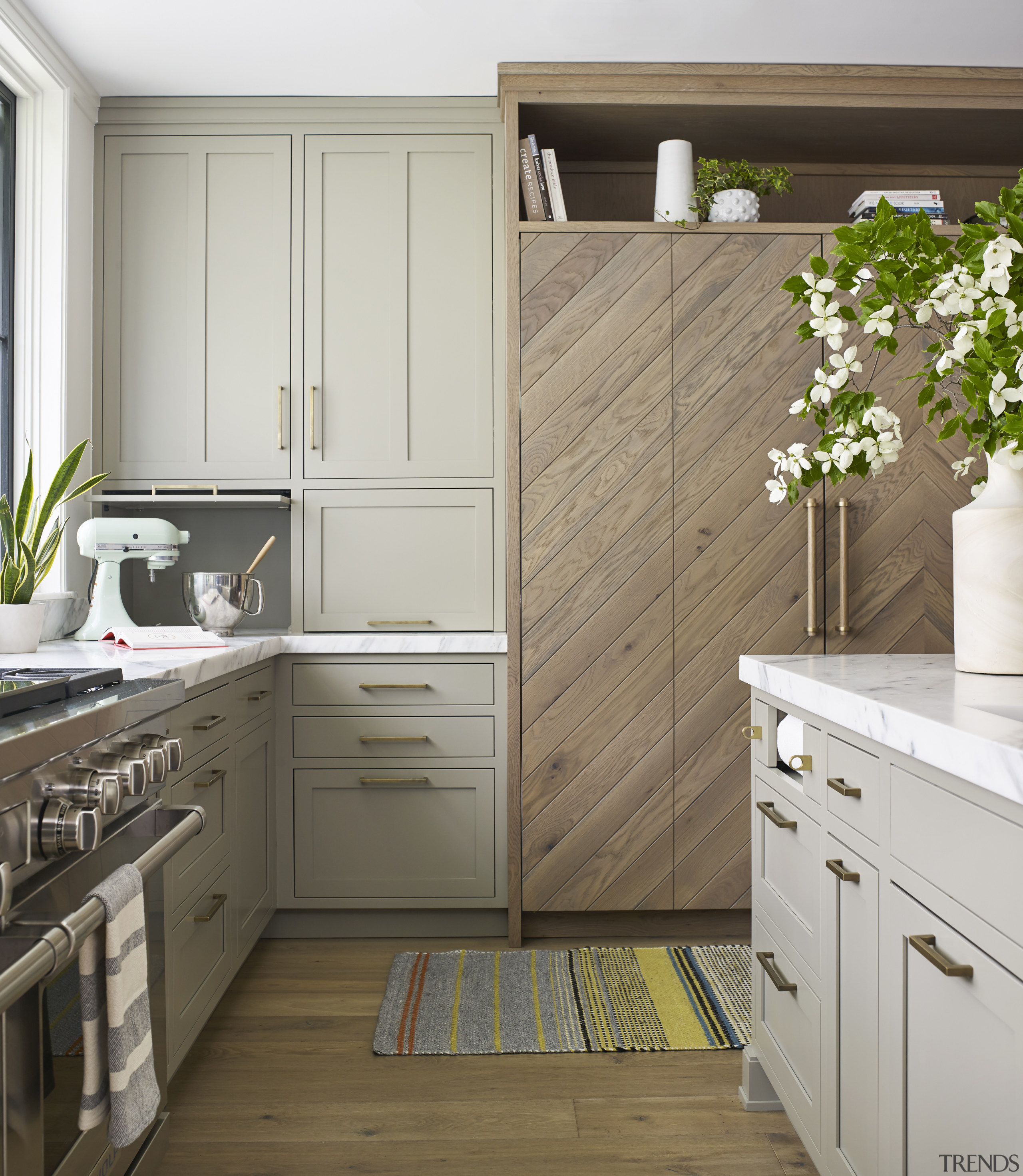 ​​​​​​​Overhanging cabinets were avoided in this kitchen, while 