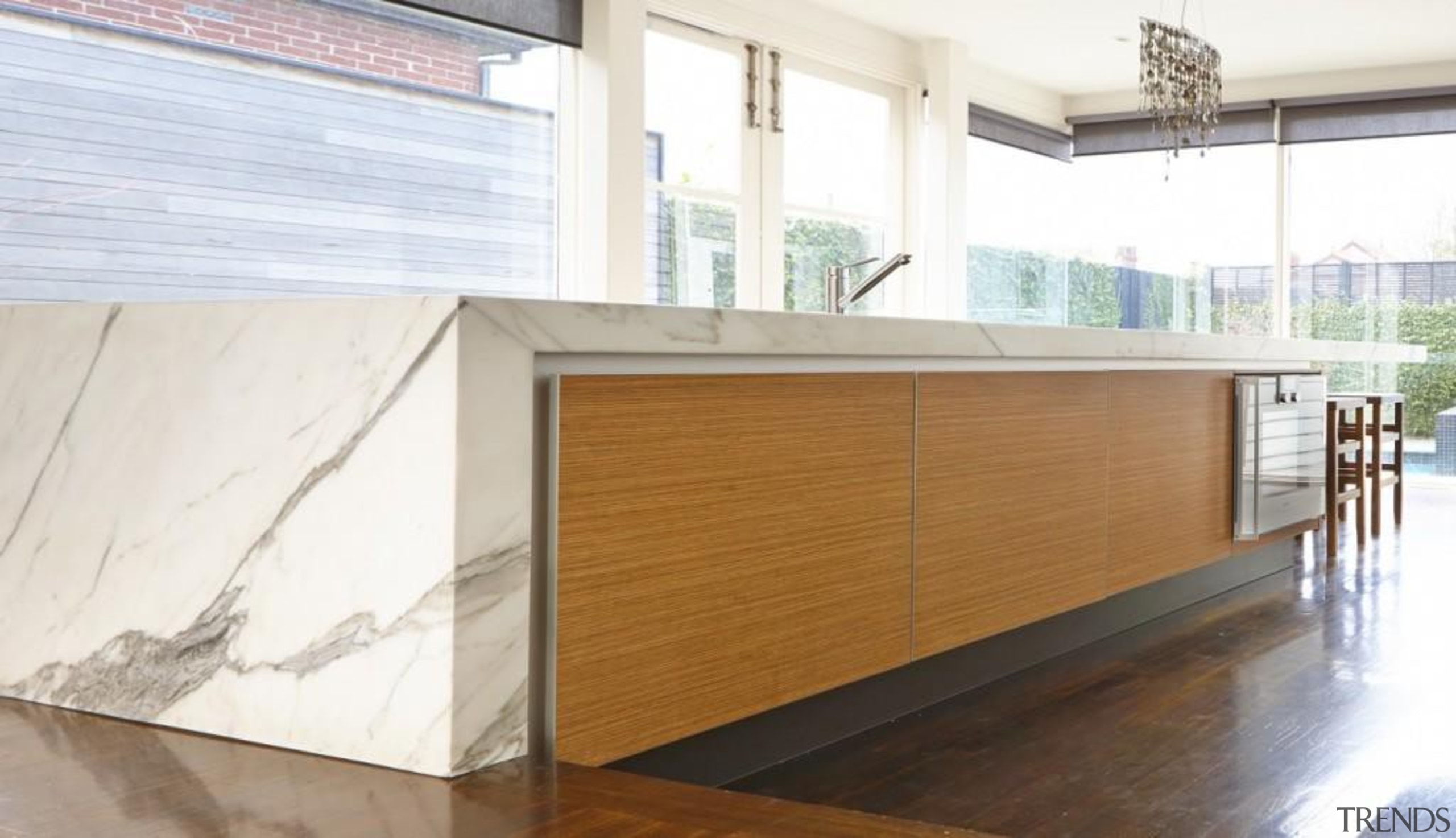 Pepper Design - Poggenpohl kitchen with Teak finish architecture, countertop, floor, flooring, furniture, interior design, plywood, wall, wood, white