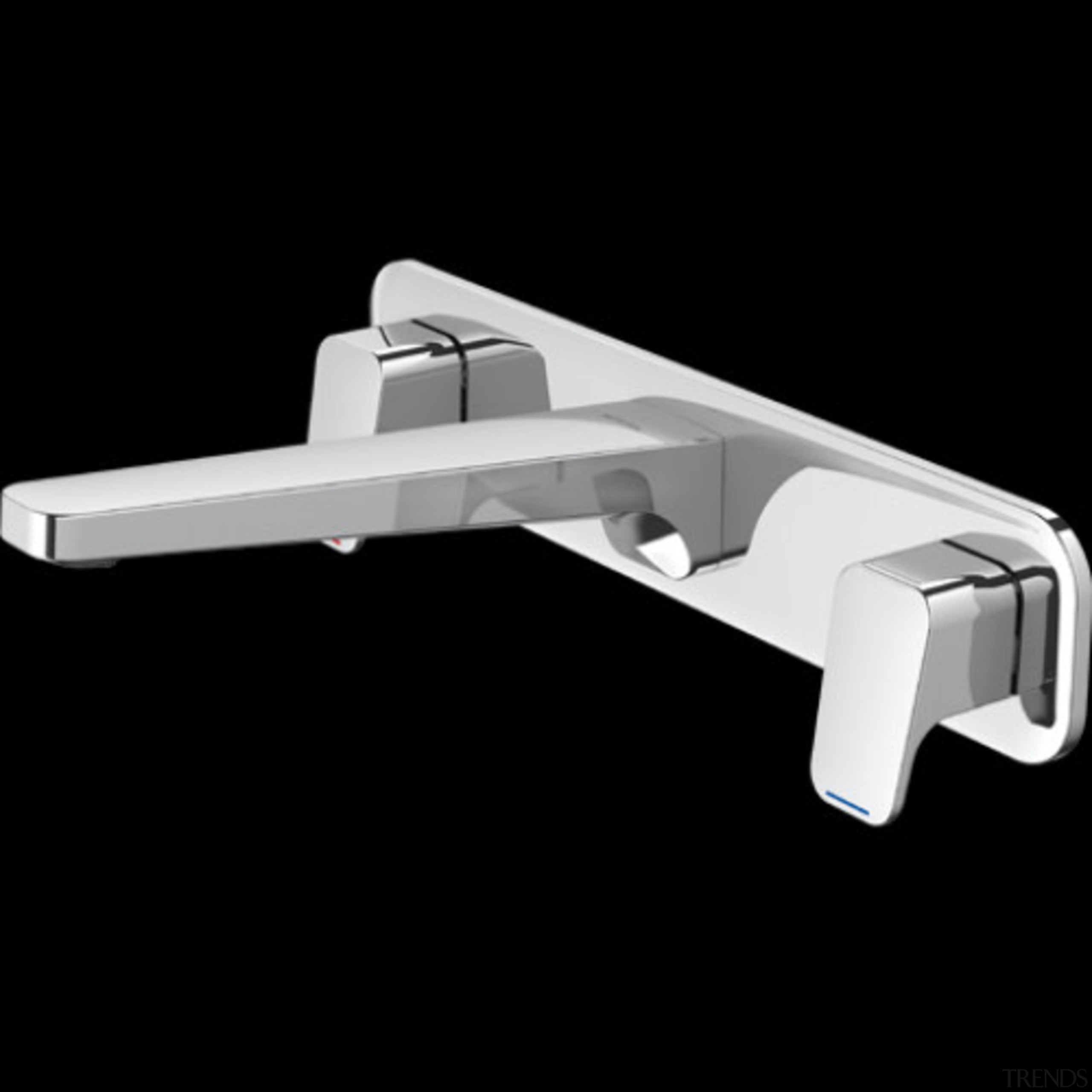 Curved edges and faces soften the geometric styling angle, hardware, hardware accessory, product, tap, black