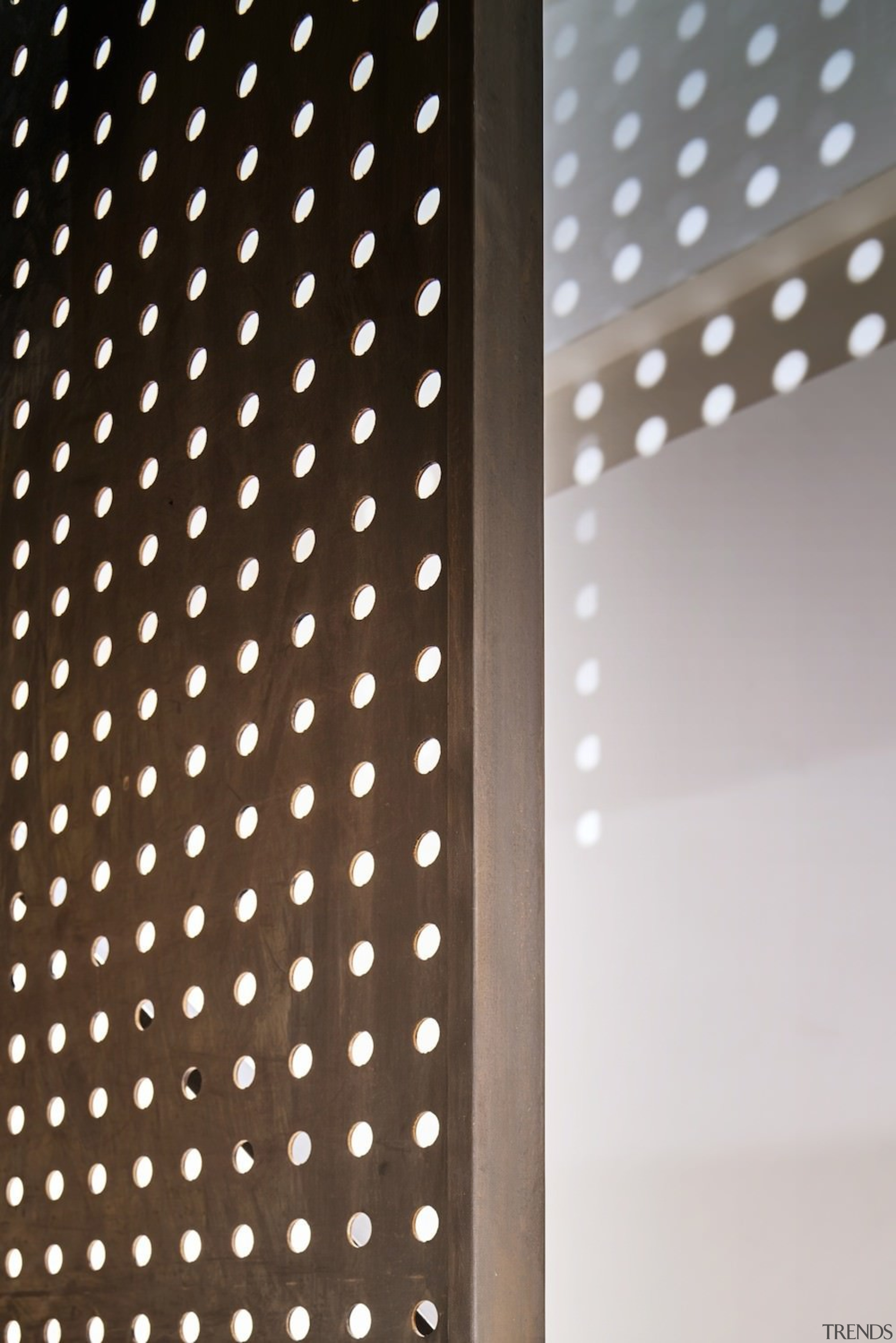 Andy Martin Architecture – Renovation in London - ceiling, daylighting, design, light, lighting, line, pattern, polka dot, product design, brown, white