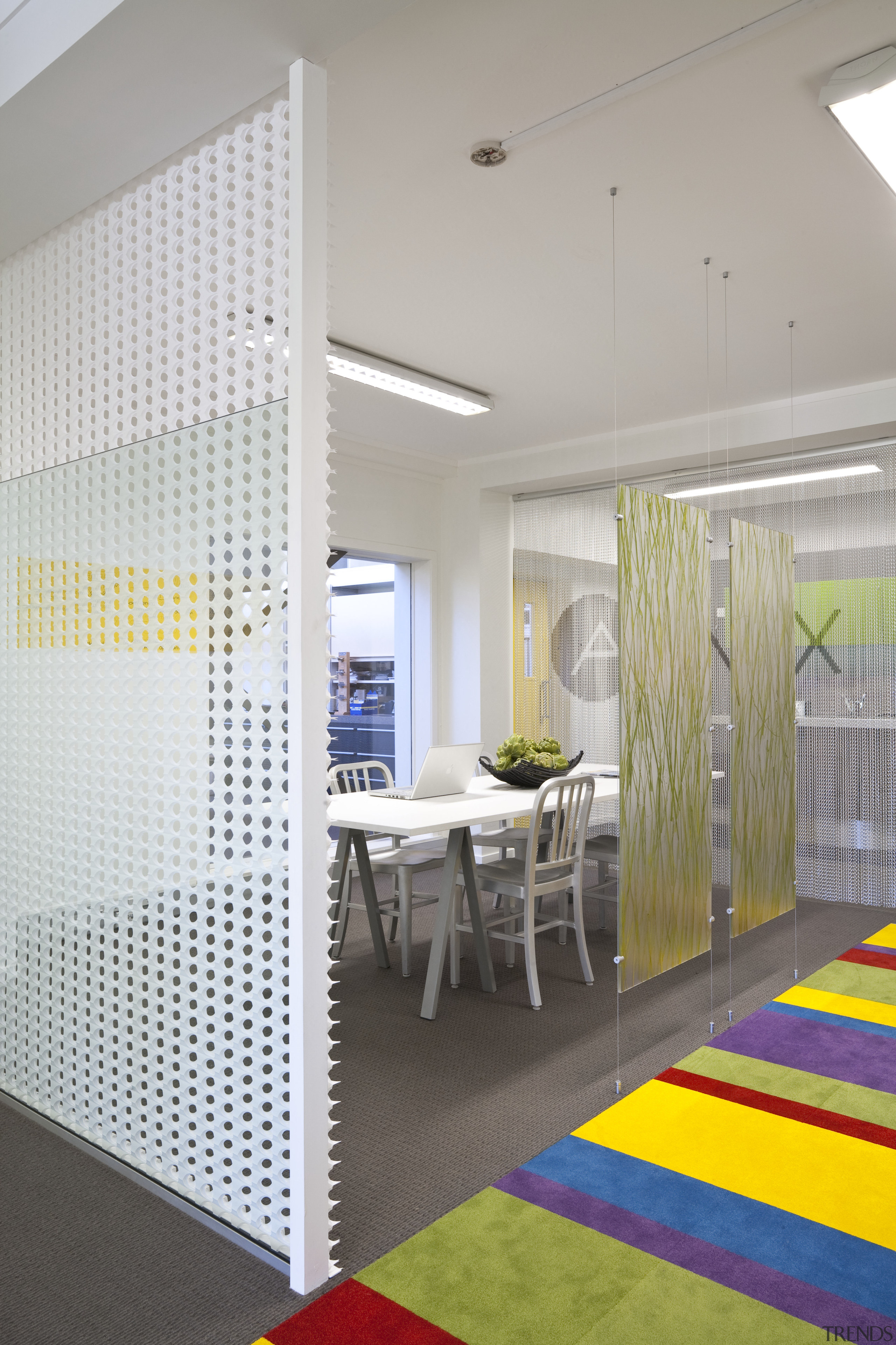 View of the offices - View of the architecture, ceiling, daylighting, floor, house, interior design, wall, gray, white